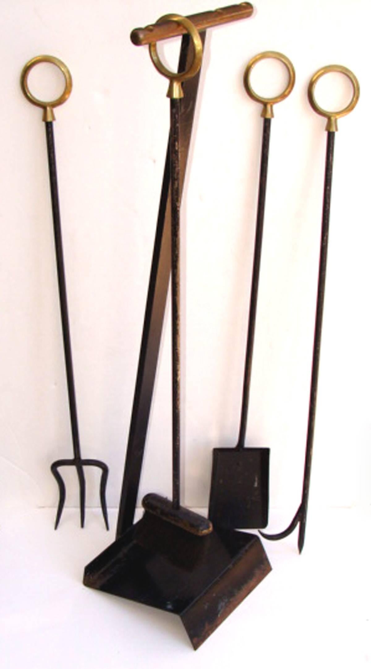 mid century fireplace tools