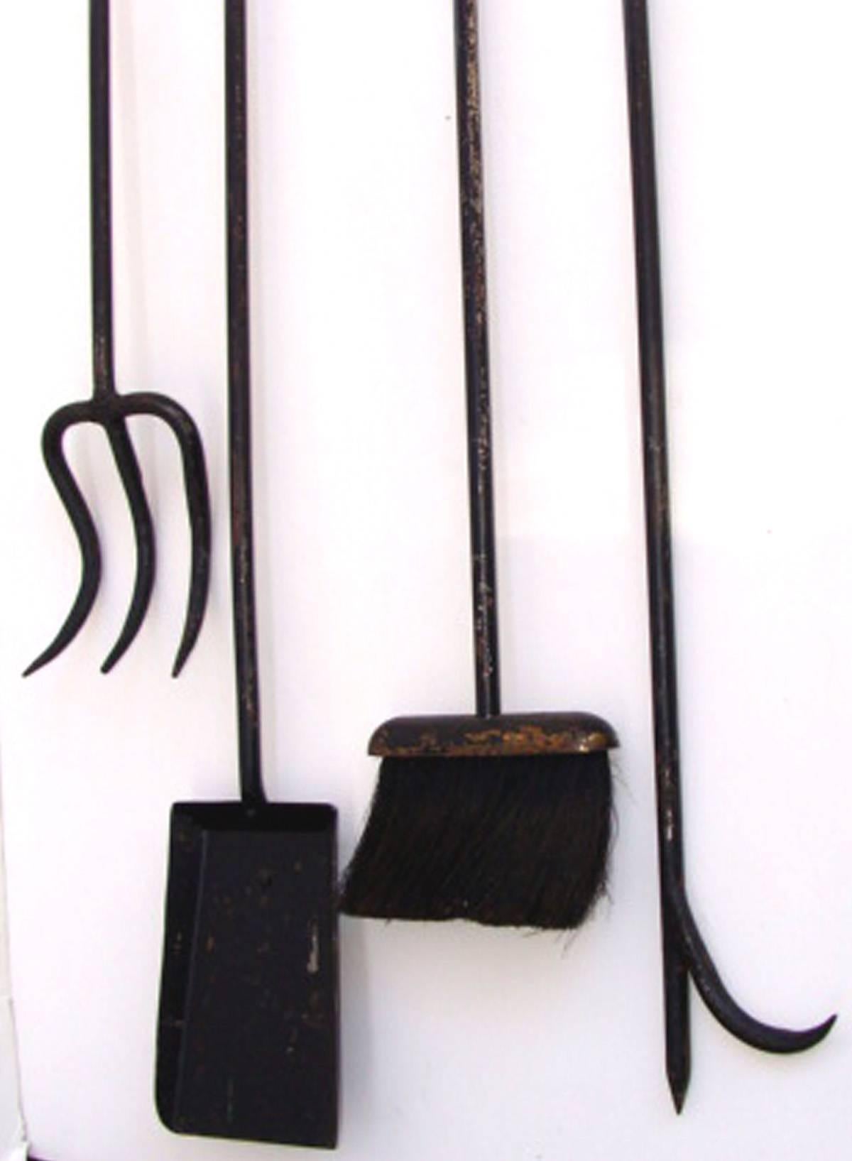 American Unusual Long-Reach Mid-Century Fireplace Tools