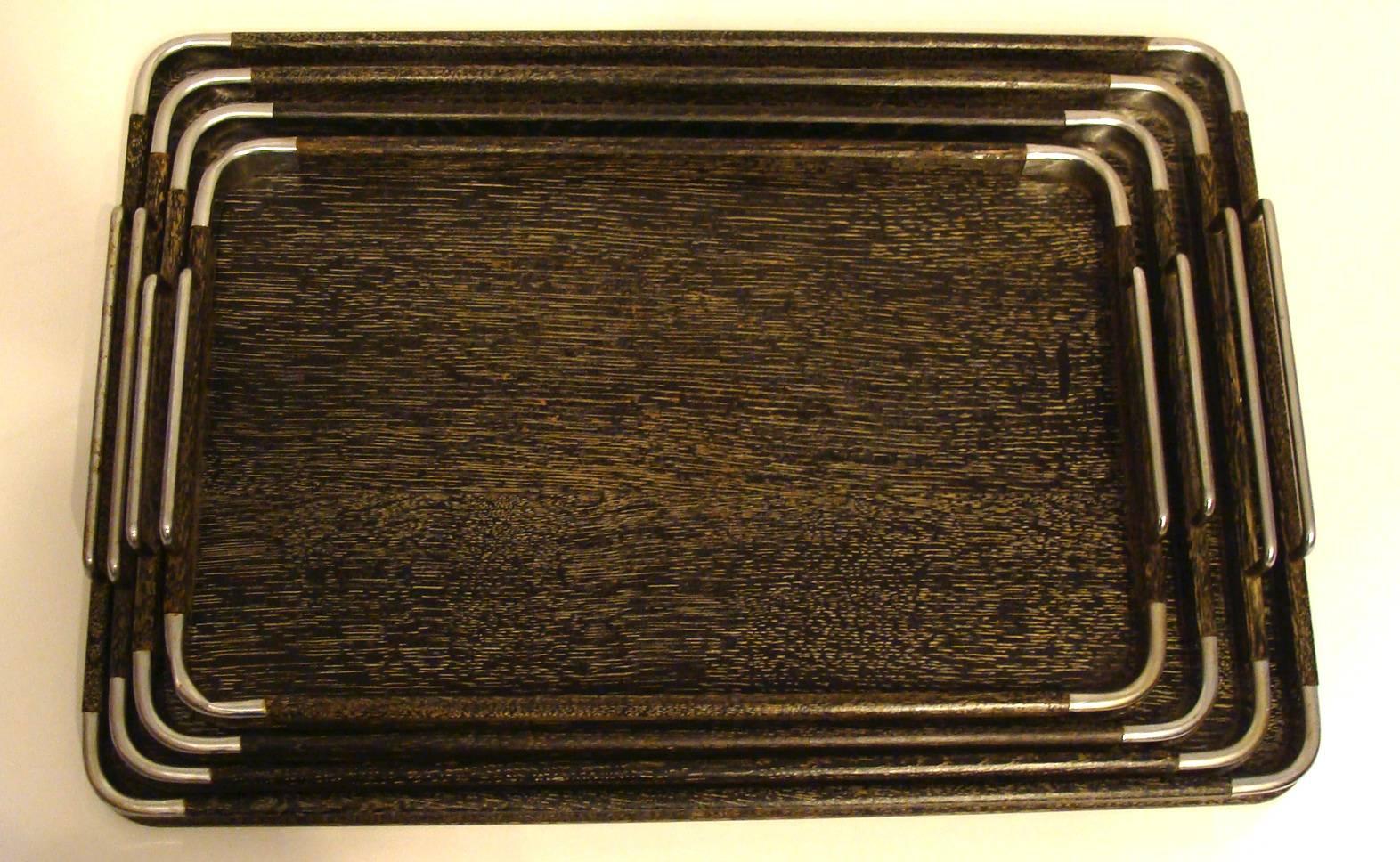 Japanese Set of Four Vintage Nested Serving Trays