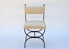 Exceptional Wrought Iron and Sheepskin Side Chair by Gilbert Poillerat