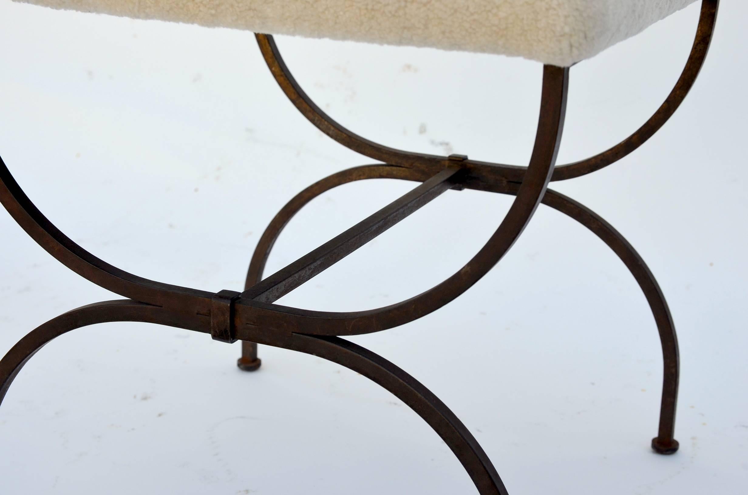 Exceptional Wrought Iron and Sheepskin Side Chair by Gilbert Poillerat 1