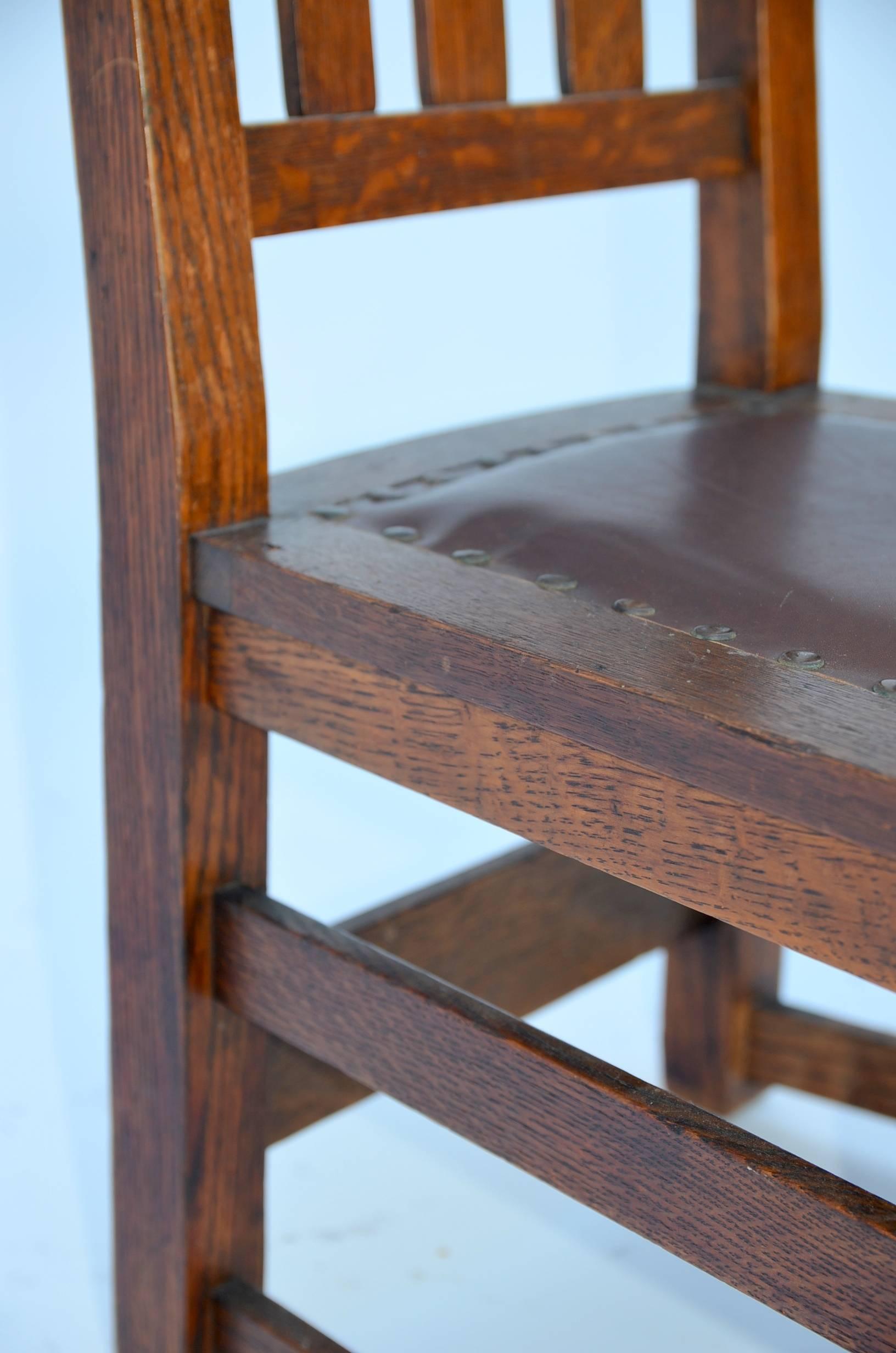American Original Mission Style Arts & Crafts Oak Chair by Stickley Brothers