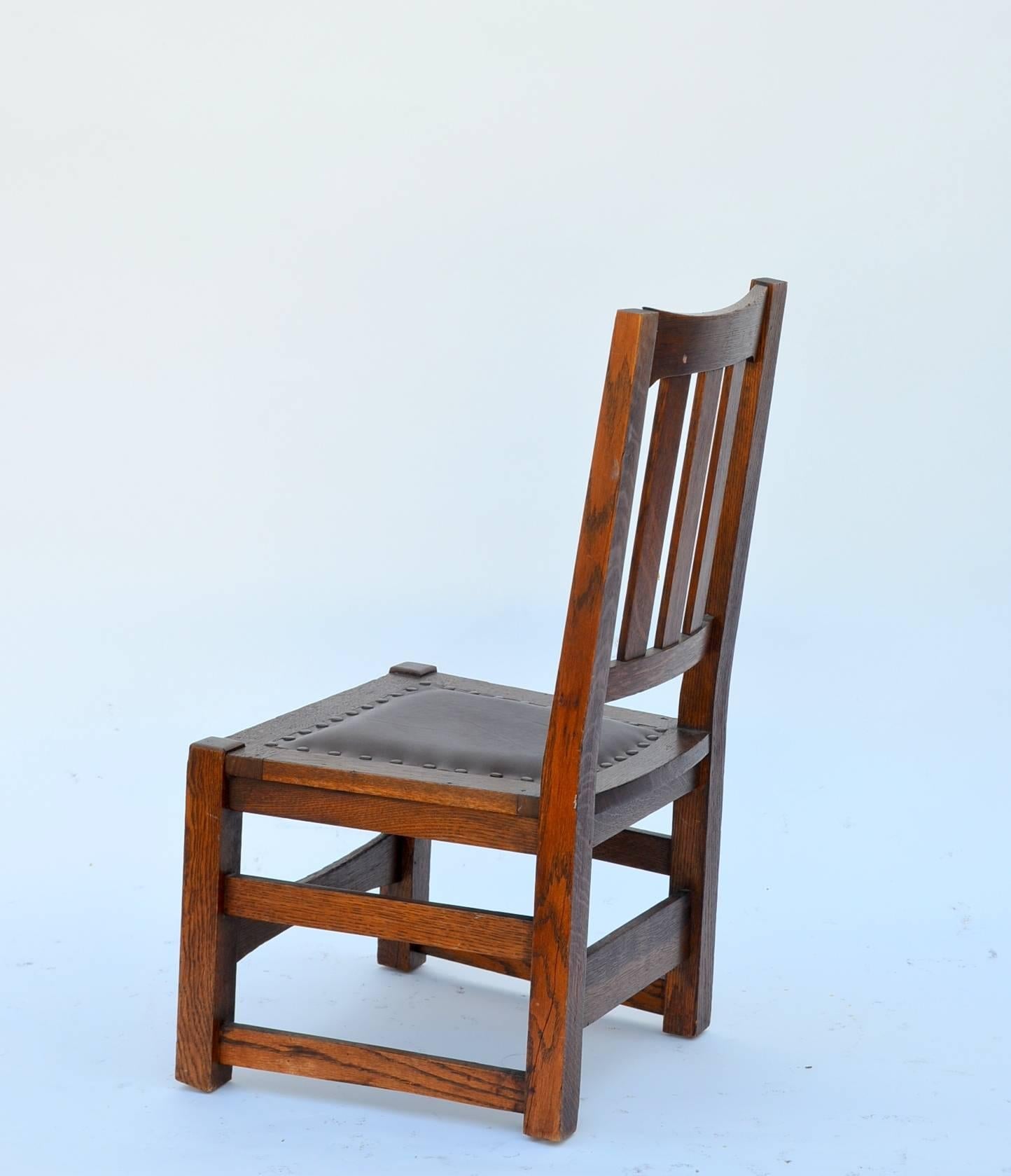 Arts and Crafts Original Mission Style Arts & Crafts Oak Chair by Stickley Brothers