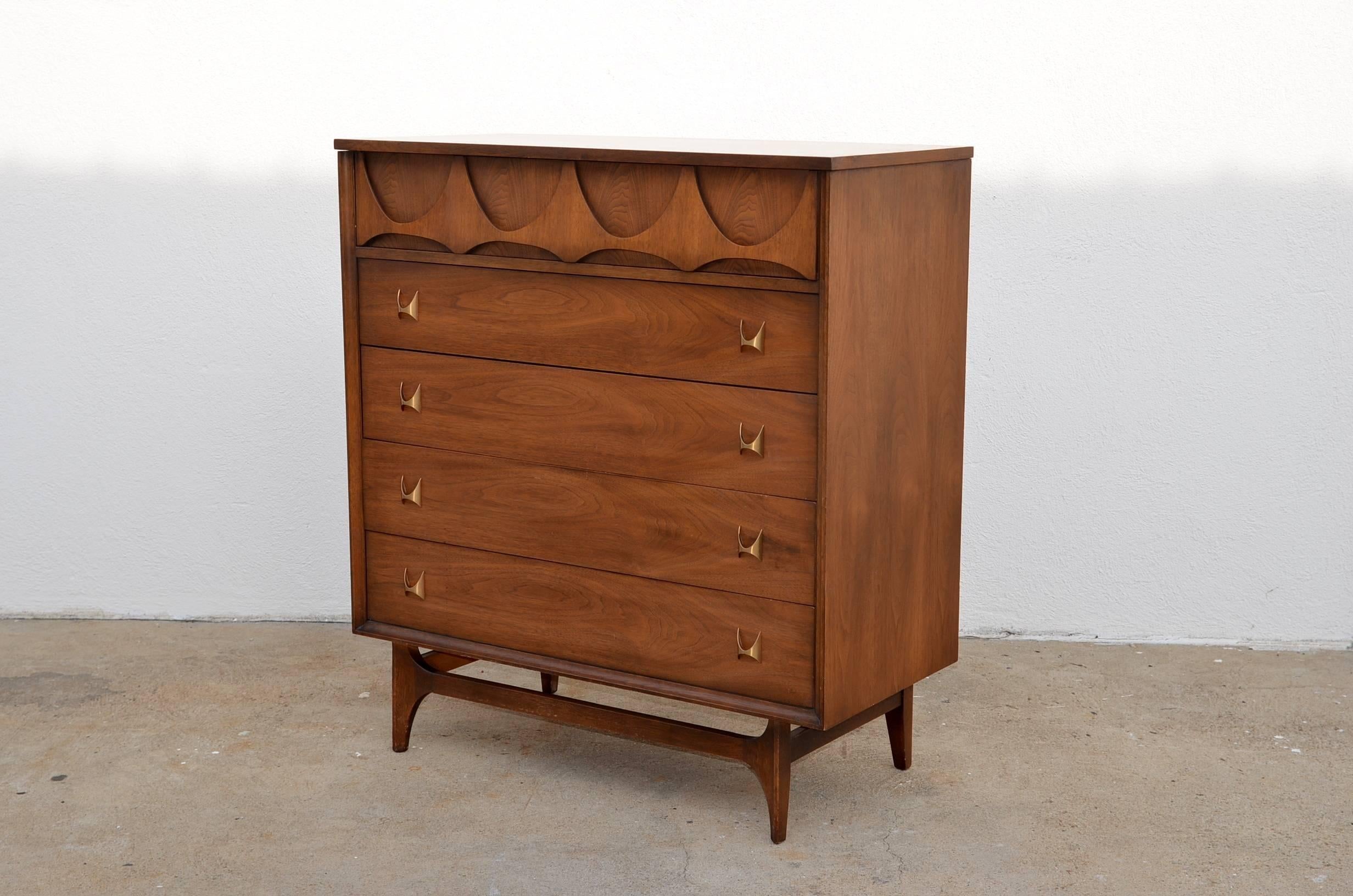 American Pristine Walnut Brasilia Collection Dresser by Broyhill