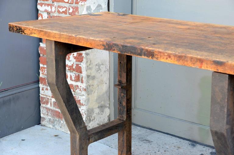 American Massive Patinated Industrial Console For Sale