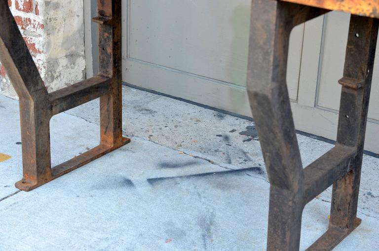 Early 20th Century Massive Patinated Industrial Console For Sale