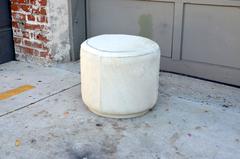 Hide Covered Cylinder Ottoman Stool
