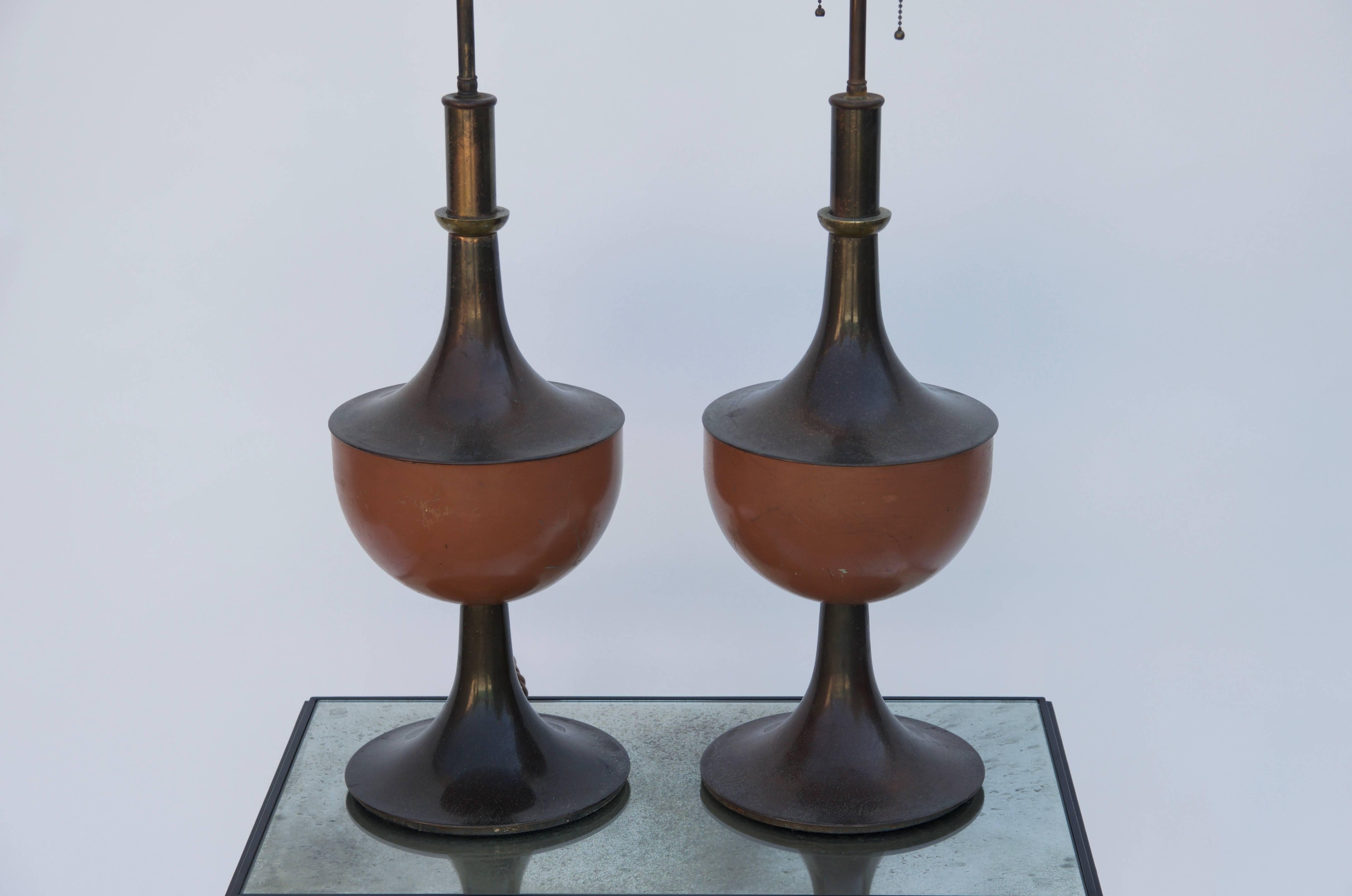 Brazilian Pair of Stunning Patinated Bronze Neoclassical Lamps from Rio de Janeiro