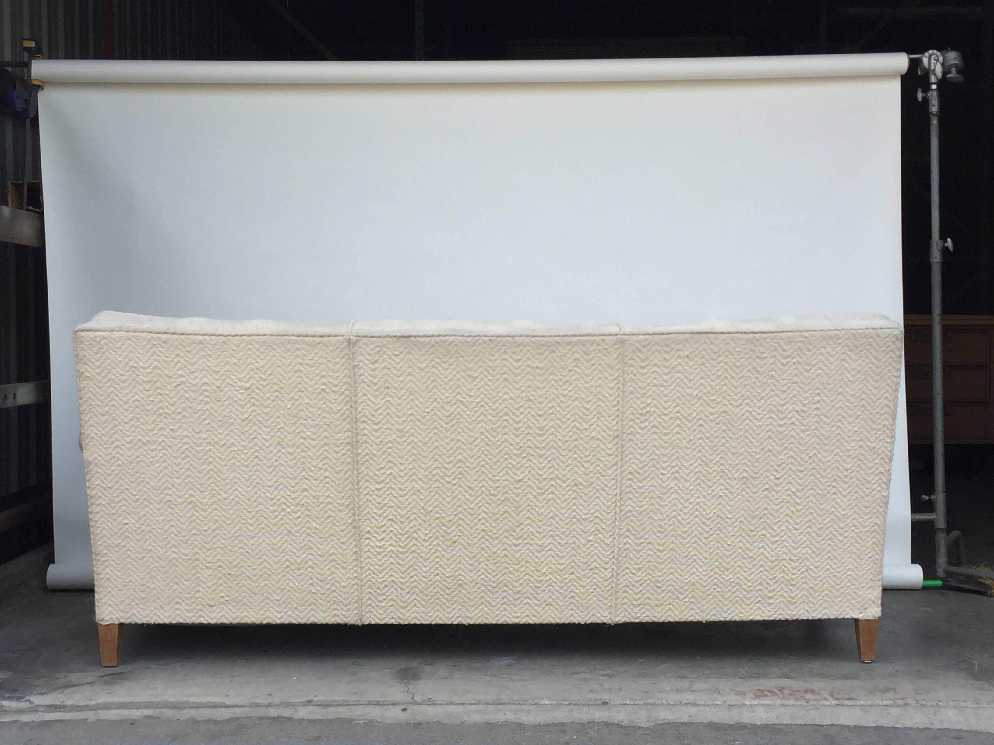 Upholstery Chic Large French 1950s Sofa by Maison Leleu For Sale