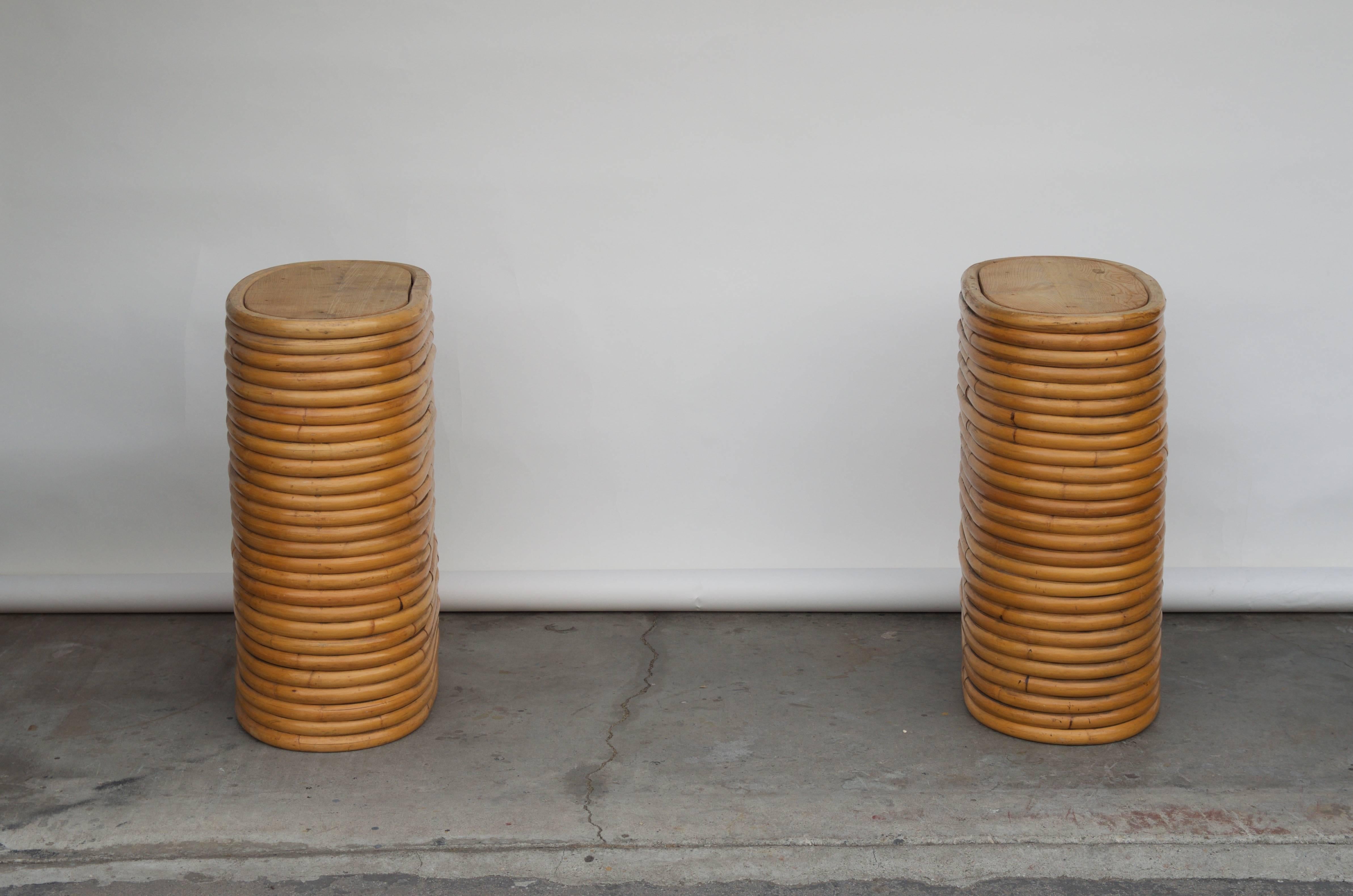 Organic Modern Pair of Sturdy Bamboo Dining Table Bases in the style of Gabriella Crespi