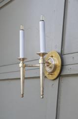 Pair of Silver Plated Two-Arm Sconces from Spain