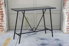 Wrought Iron and Stone Trapeze Console by Design Frères