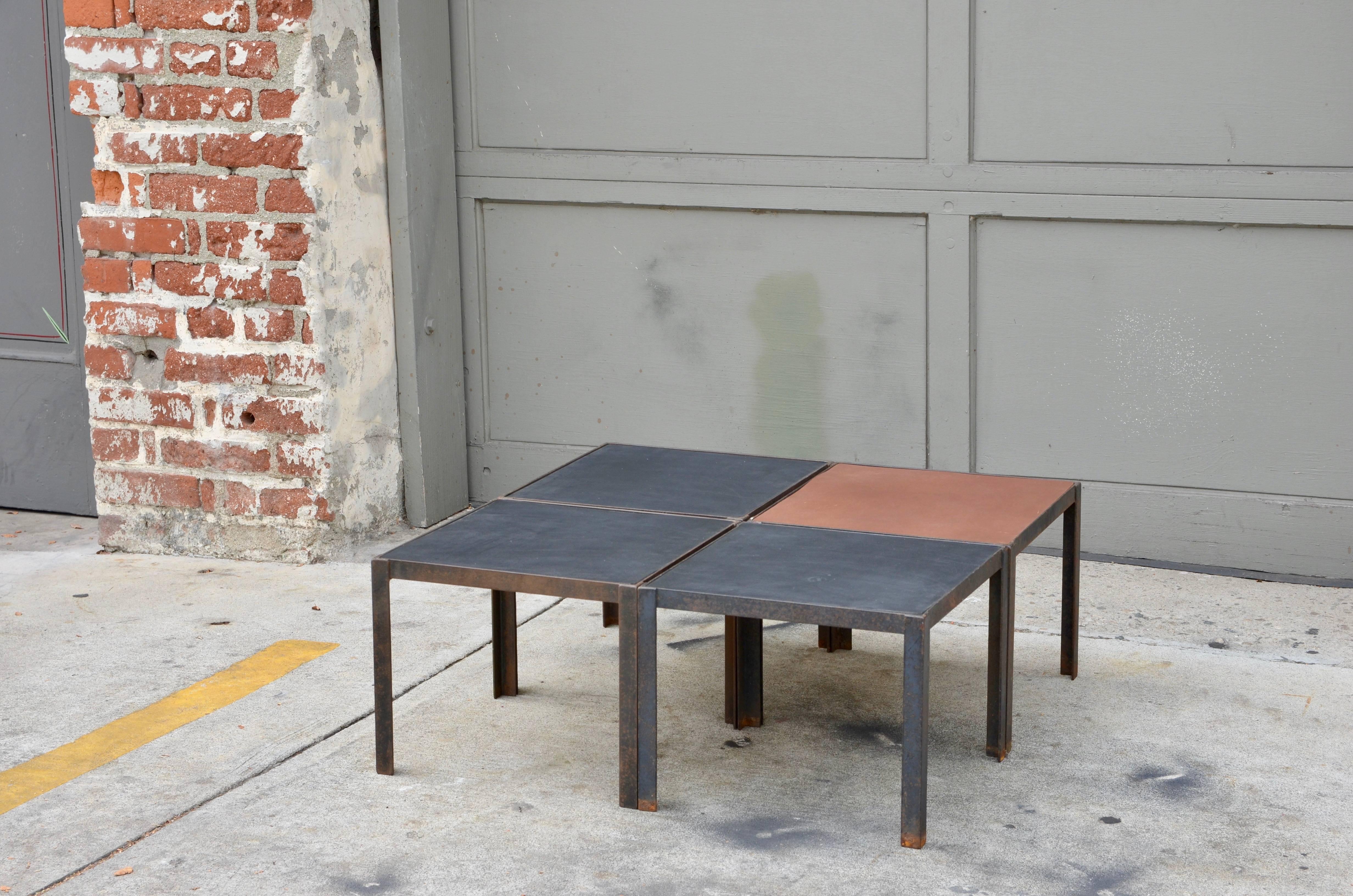 French Damier Modular Coffee Table or Set of Side Tables by Design Frères