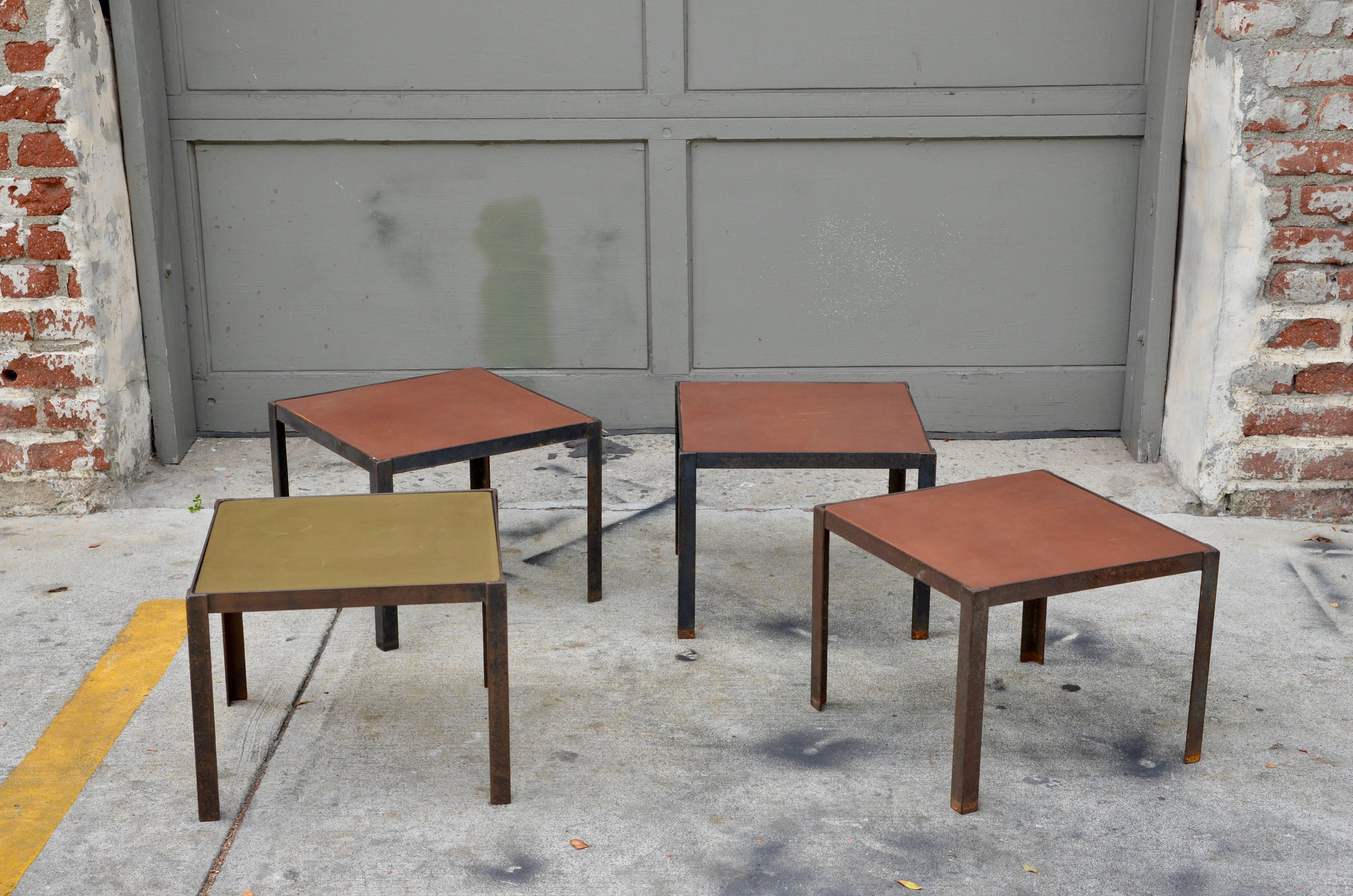 Steel Damier Modular Coffee Table or Set of Side Tables by Design Frères