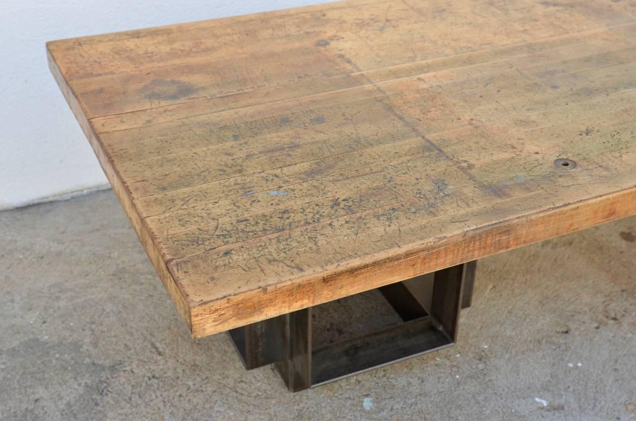 20th Century Massive Geometric Coffee Table Made from a Workshop Bench