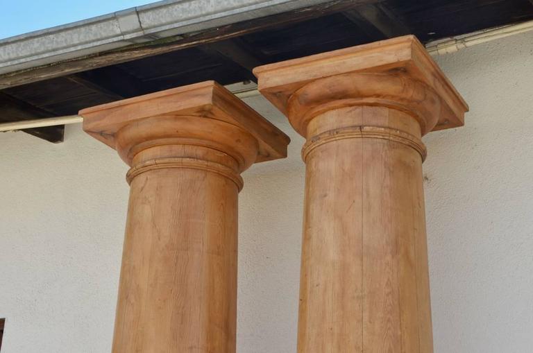 Pair of Elegant Tall Fluted Decorative Pine Columns For Sale at 1stDibs