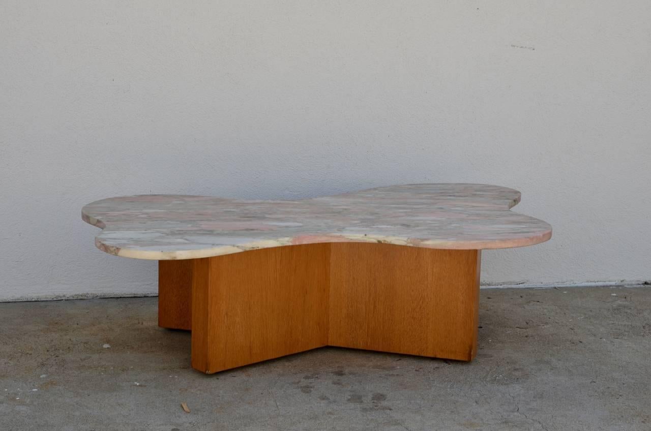 Flowing free-form marble 1970s coffee table.