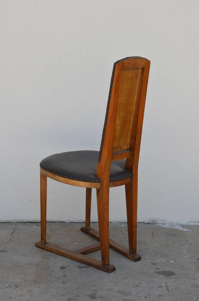 Slender Arts & Crafts Oak Side Chair In Excellent Condition In Los Angeles, CA