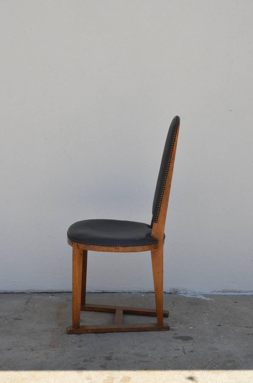 English Pair of Slender Oak Arts & Crafts Sledge Chairs