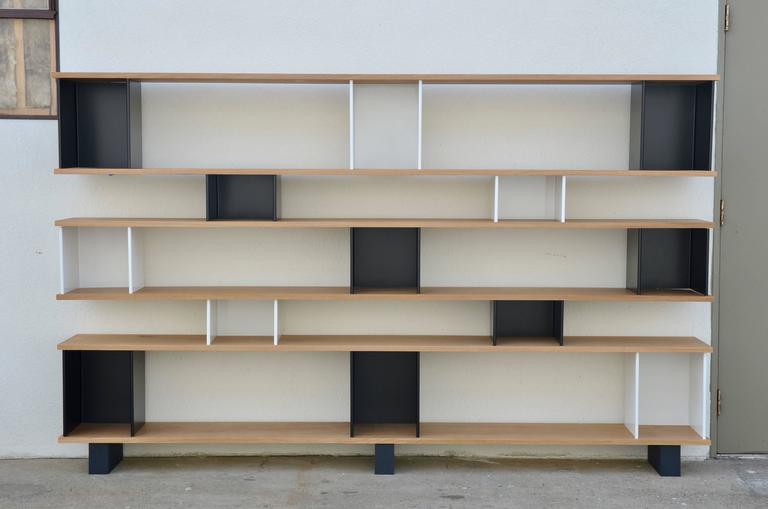 Oak Black And White Horizontale Shelving Unit By Design Frères An Oak Black And White Horizontale Shelving Unit By Design Frères In
