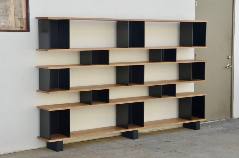 Polished Oak and Matte Black 'Horizontal' Shelving Unit by Design
