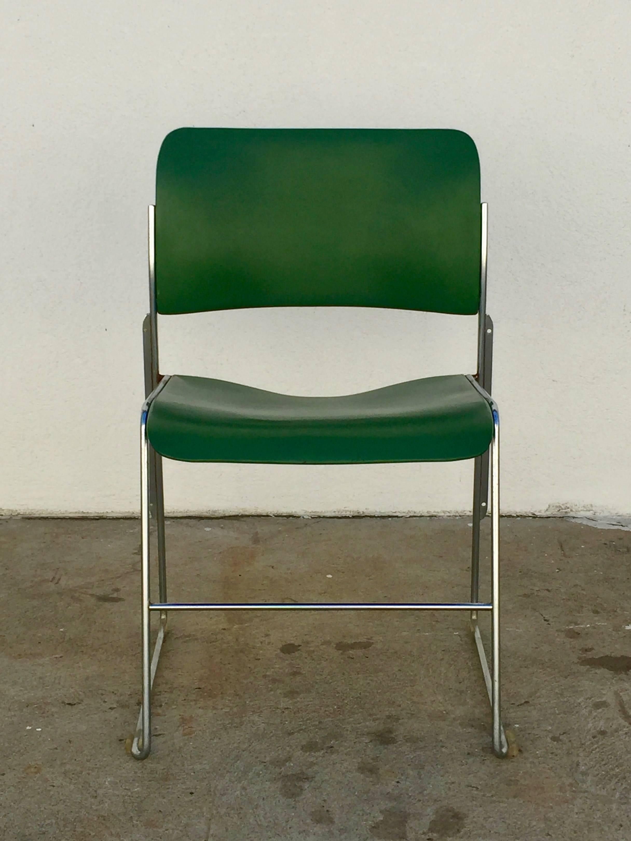 Mid-Century Modern Set of 40/4 Green Chairs by David Rowland