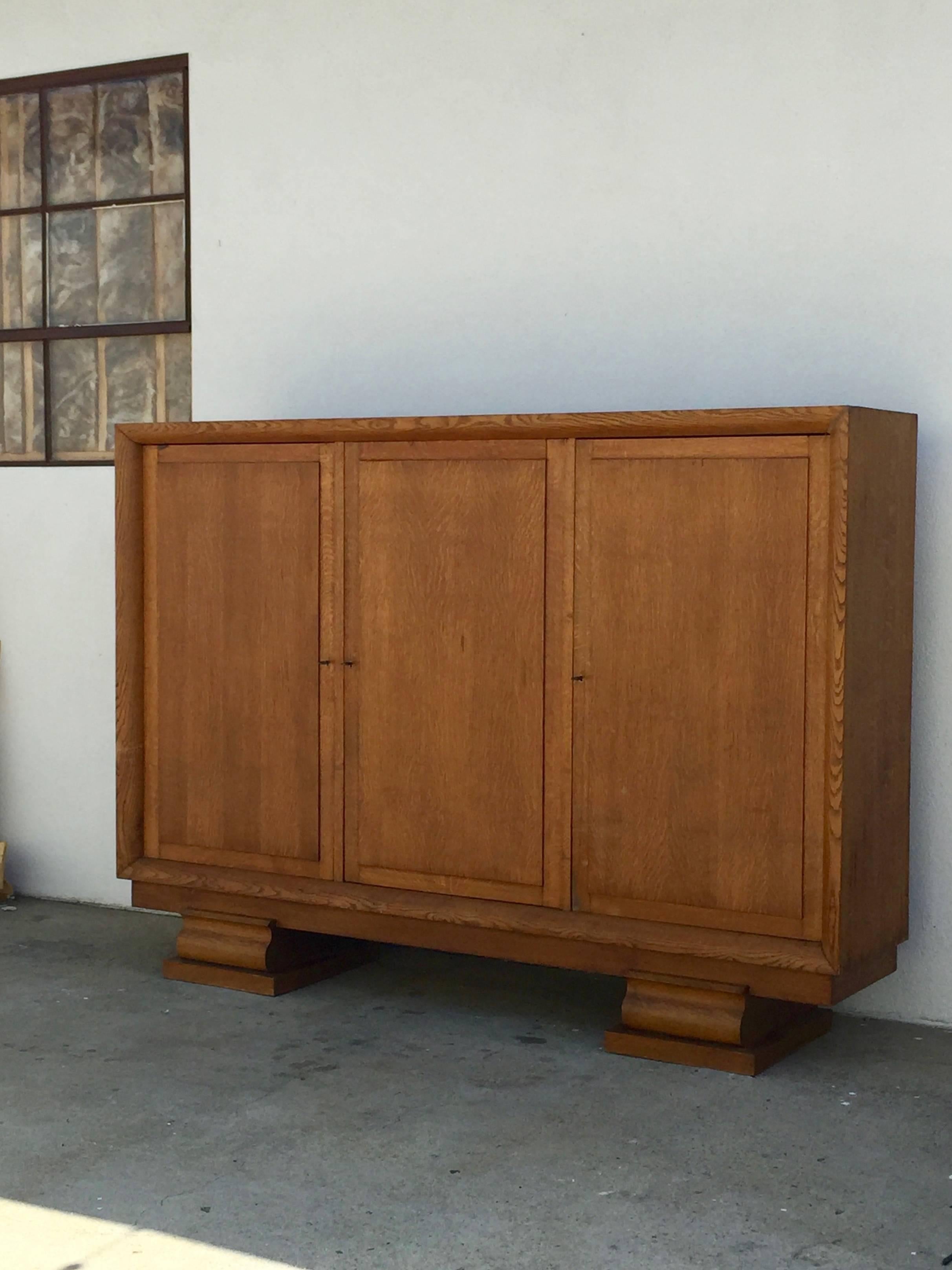 Art Deco Incredible Polished Oak Low Armoire by Jacques Adnet