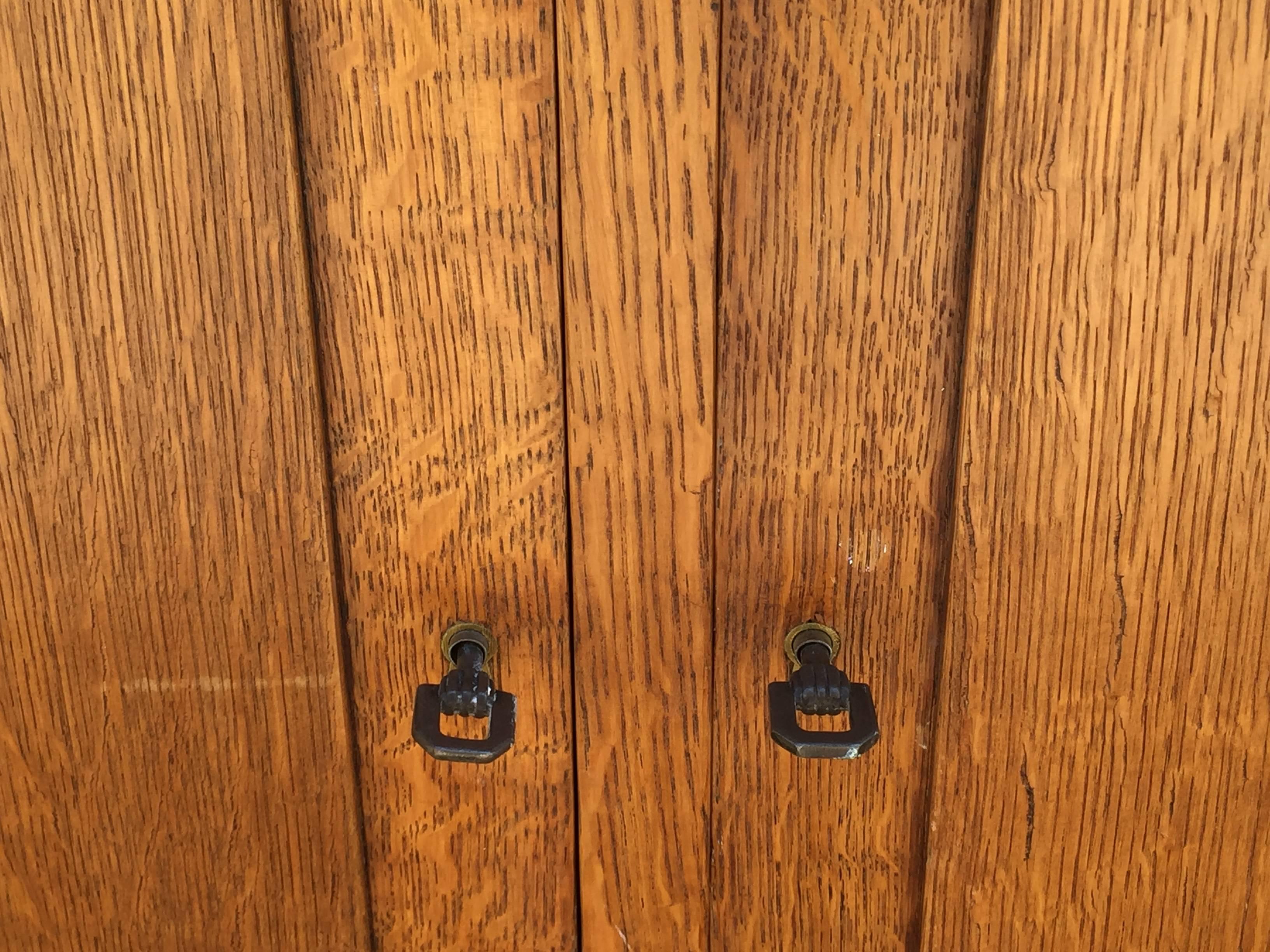 Incredible Polished Oak Low Armoire by Jacques Adnet 1