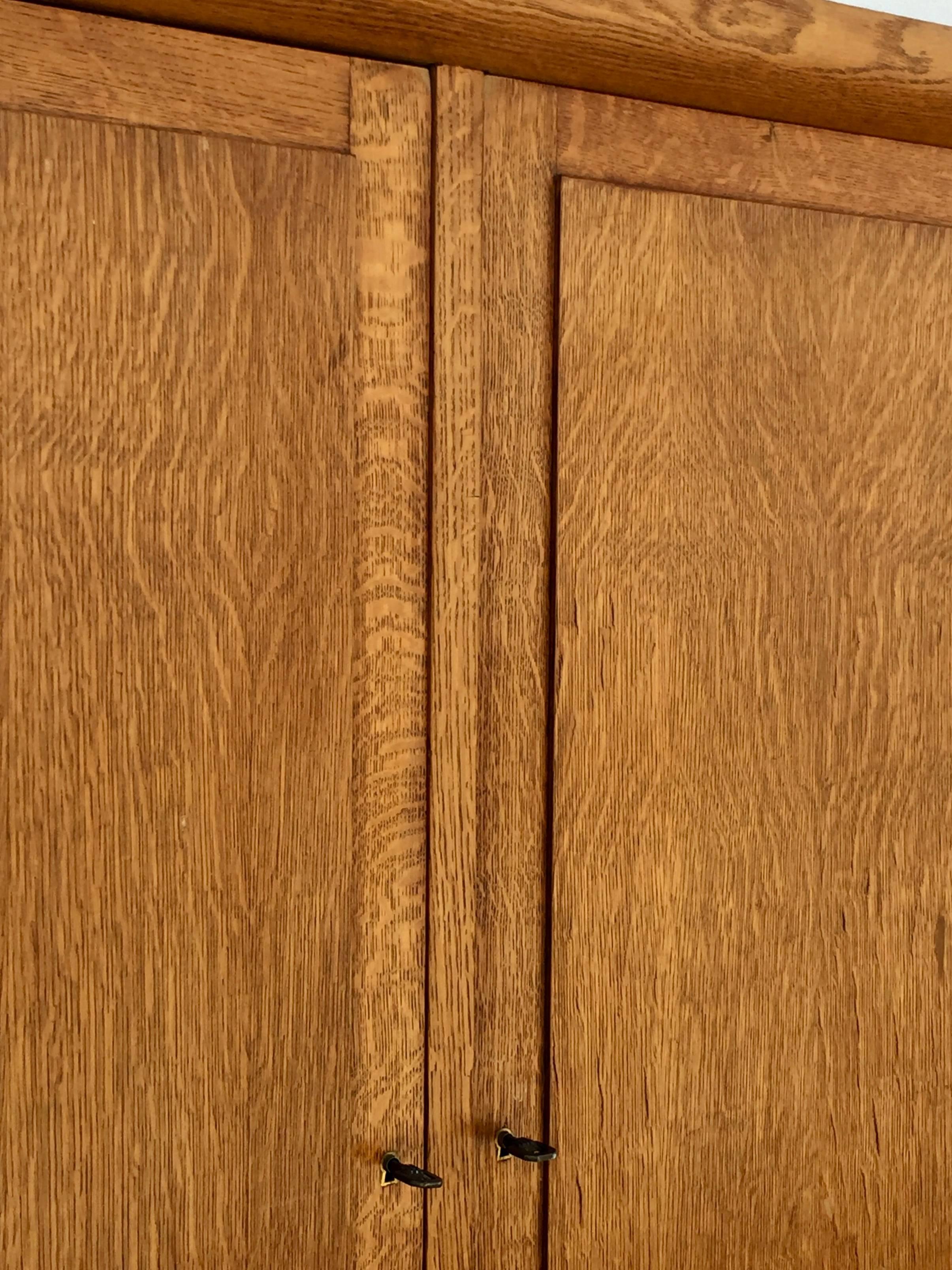 Mid-20th Century Incredible Polished Oak Low Armoire by Jacques Adnet