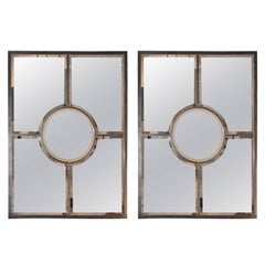 Paire de miroirs « Quadrature » biseautés en laiton massif de Design Frères