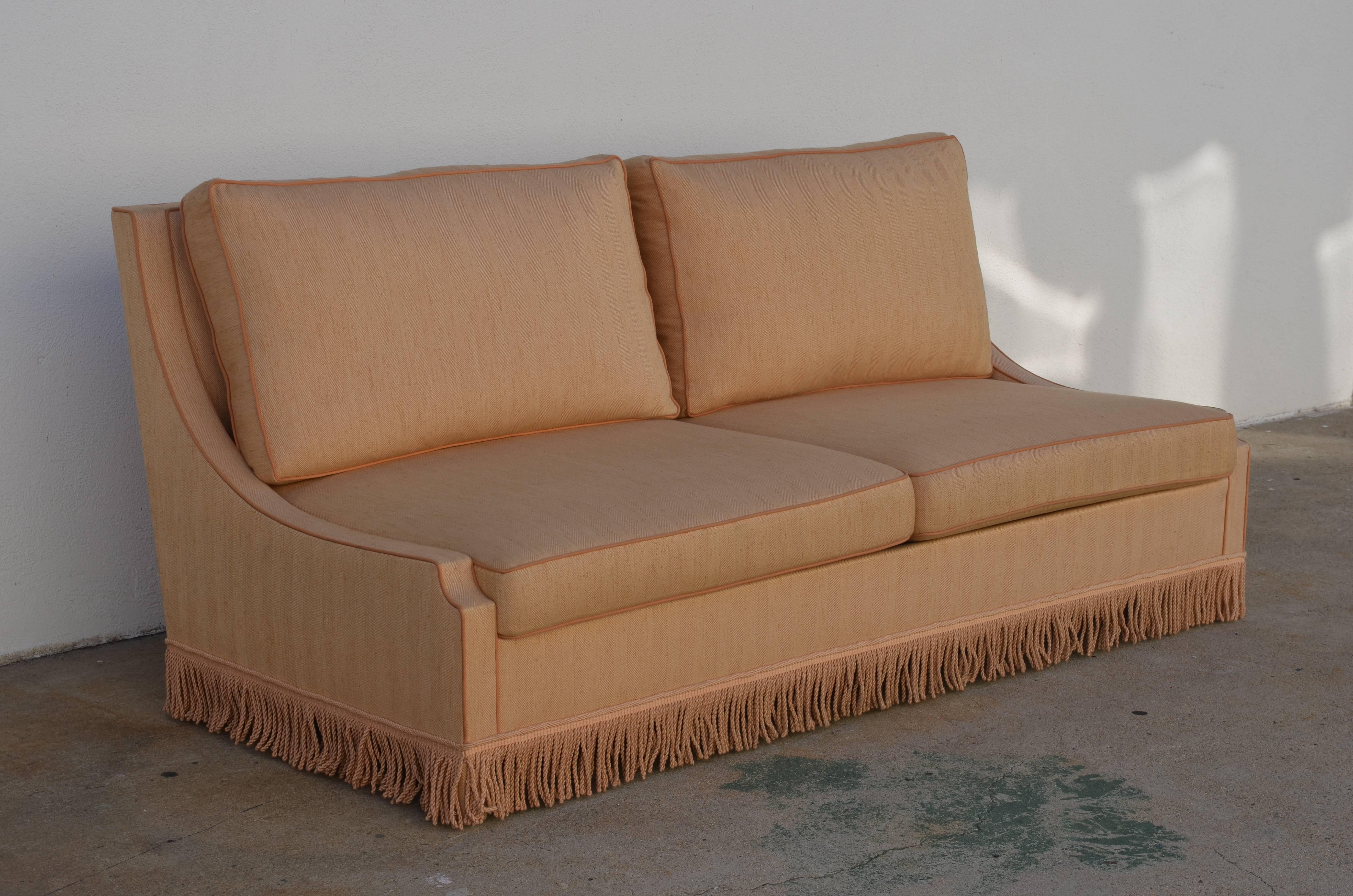 Neoclassical Revival Rare Pair of Comfortable French, 1960s Custom Settees by Maison Jansen