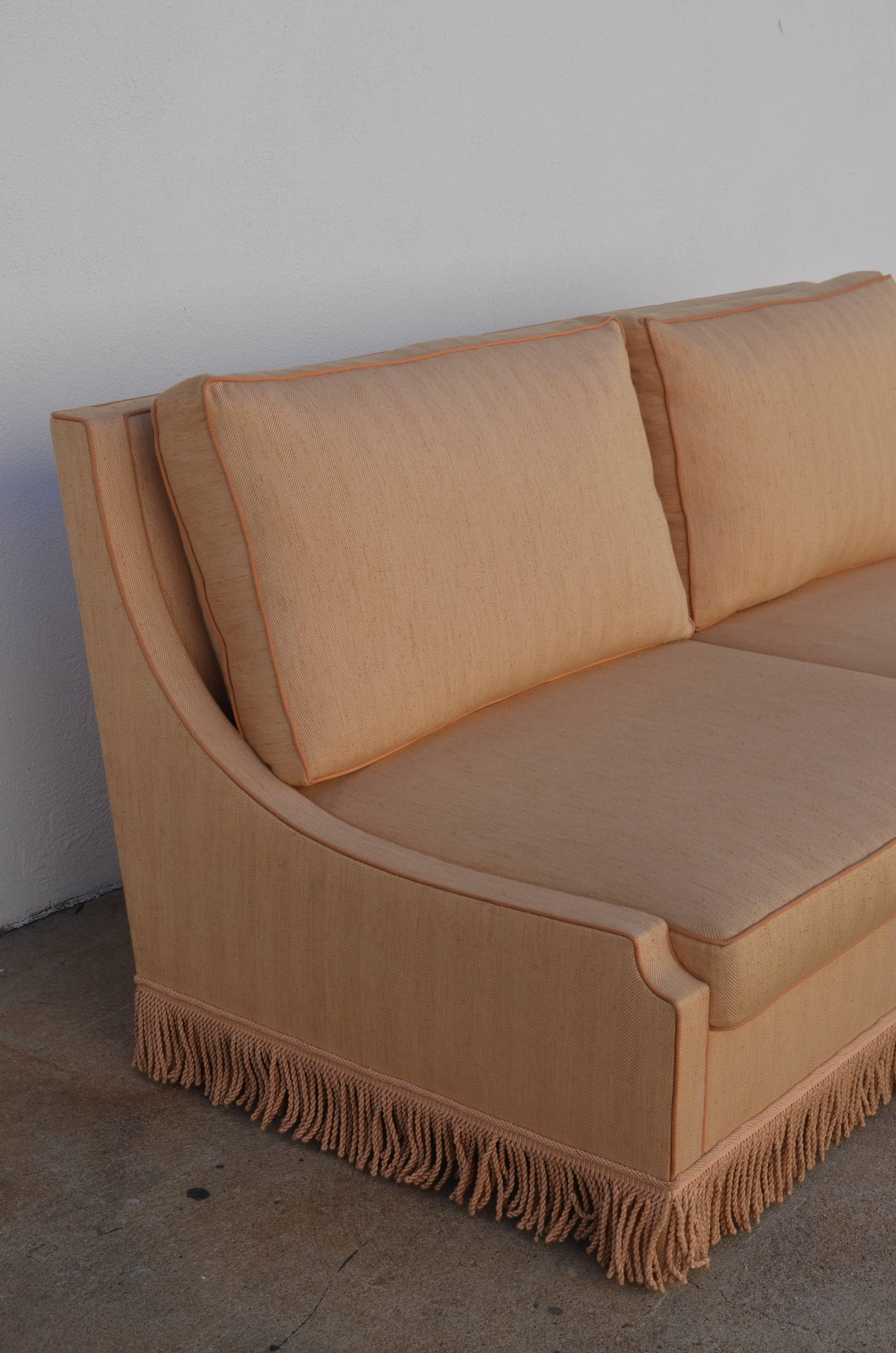 Rare Pair of Comfortable French, 1960s Custom Settees by Maison Jansen In Good Condition In Los Angeles, CA