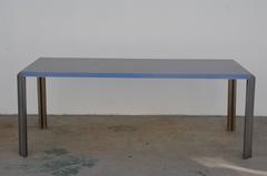 Rare Brushed Stainless Steel and Laminate Desk by Bernard Marange for TFM