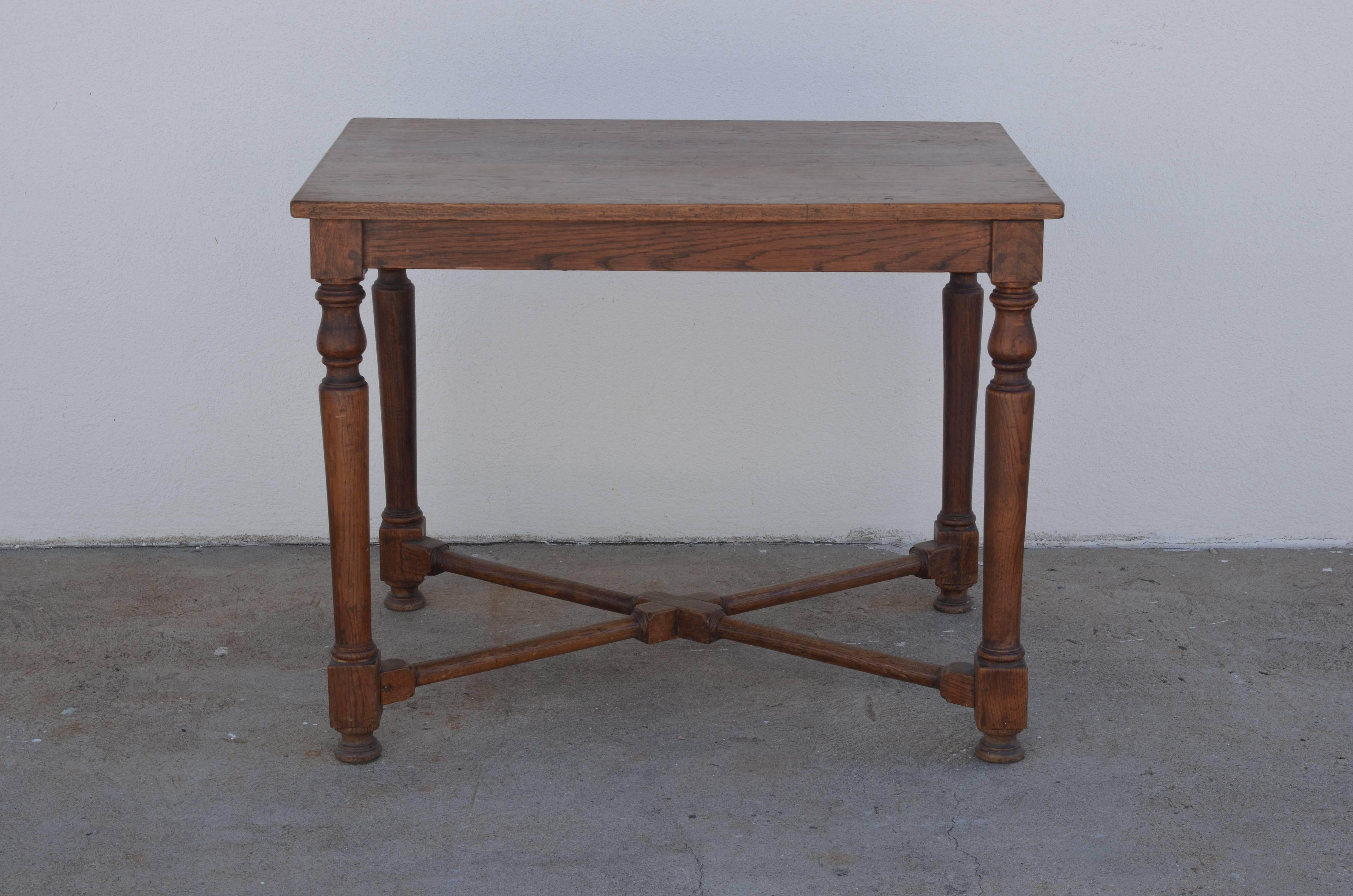 Patinated Architectural French Oak Center or Game Table For Sale