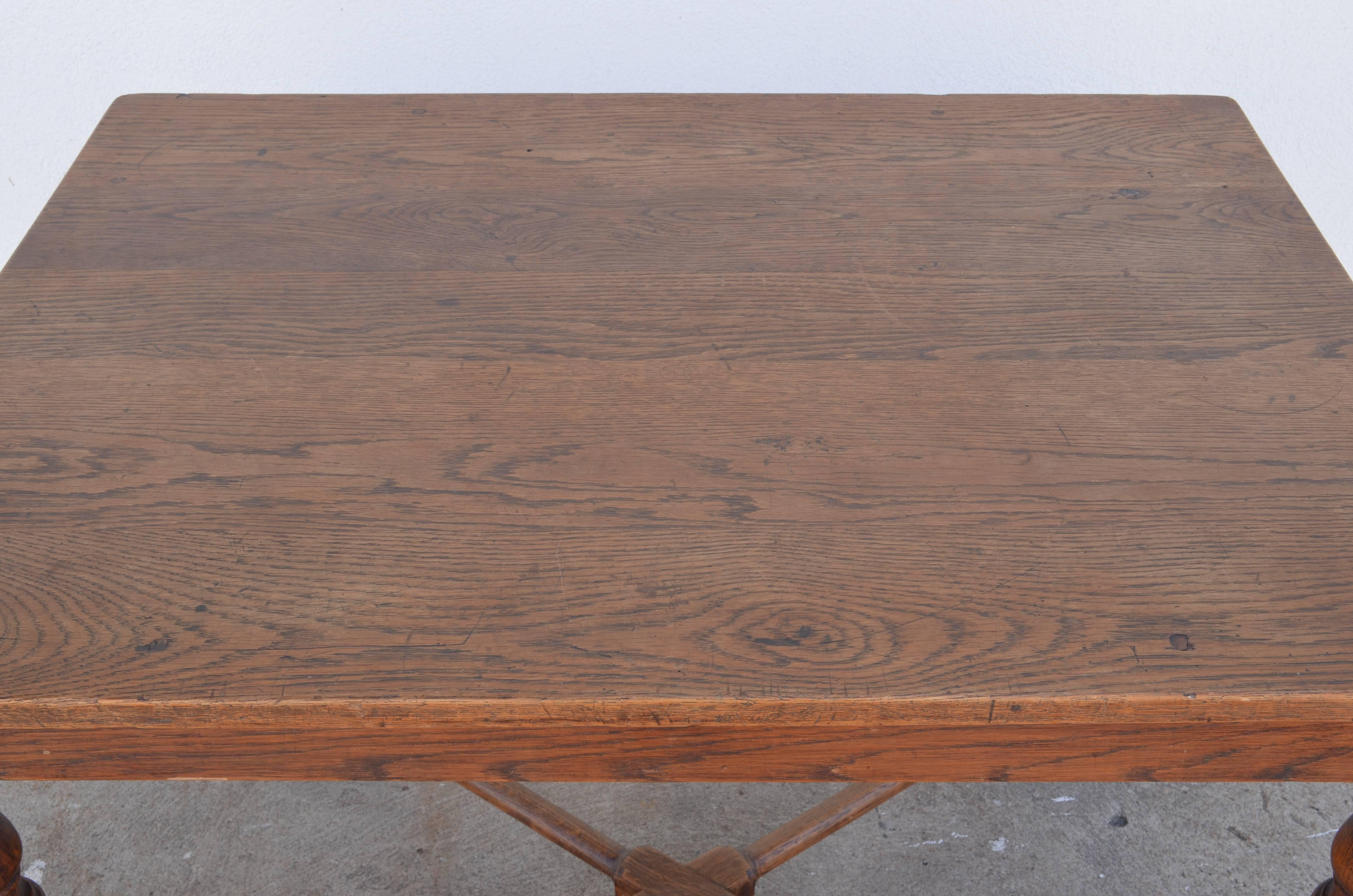 Architectural French Oak Center or Game Table In Good Condition For Sale In Los Angeles, CA