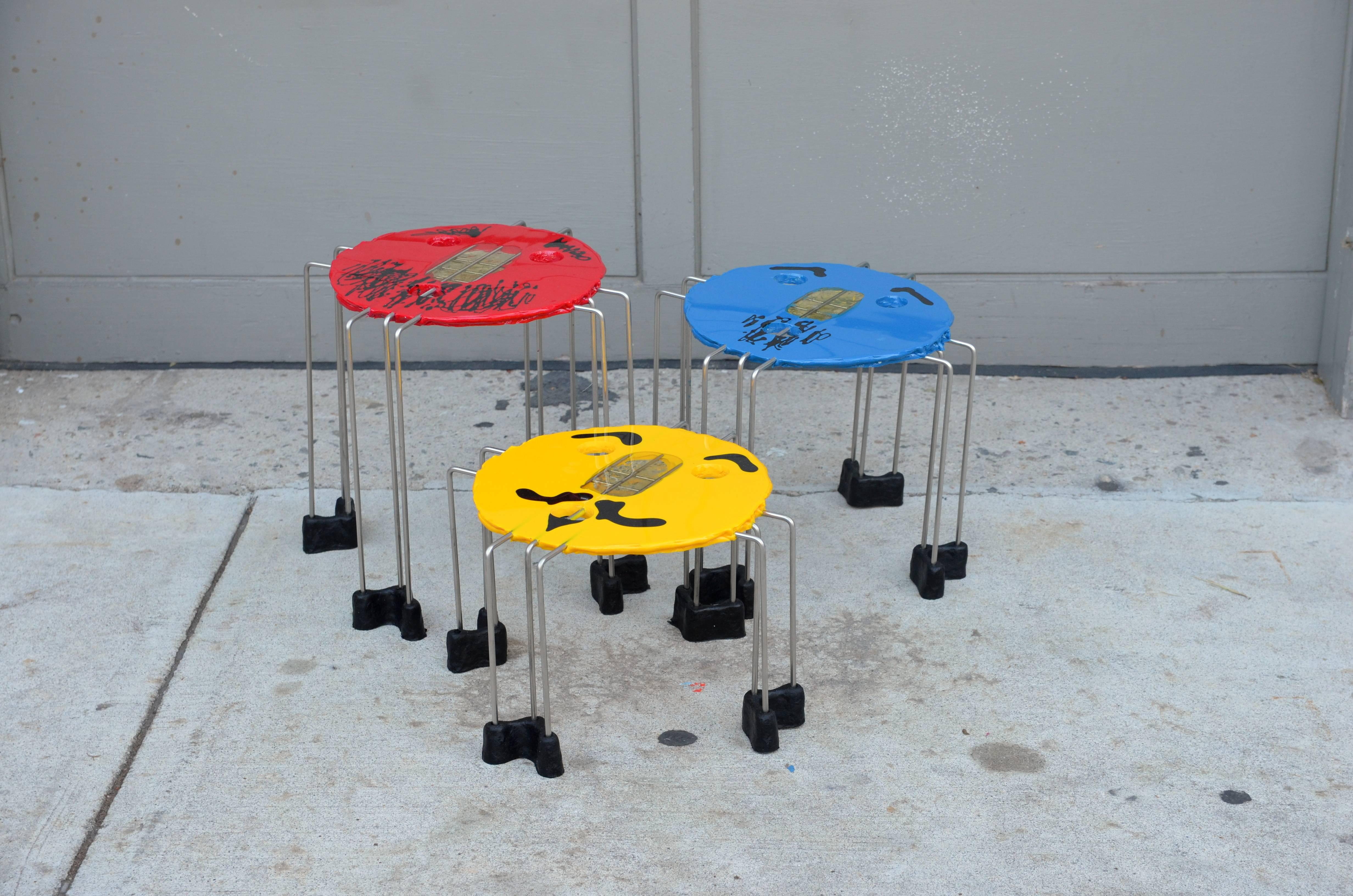 Modern Set of Whimsical Colored Side Tables by Gaetano Pesce