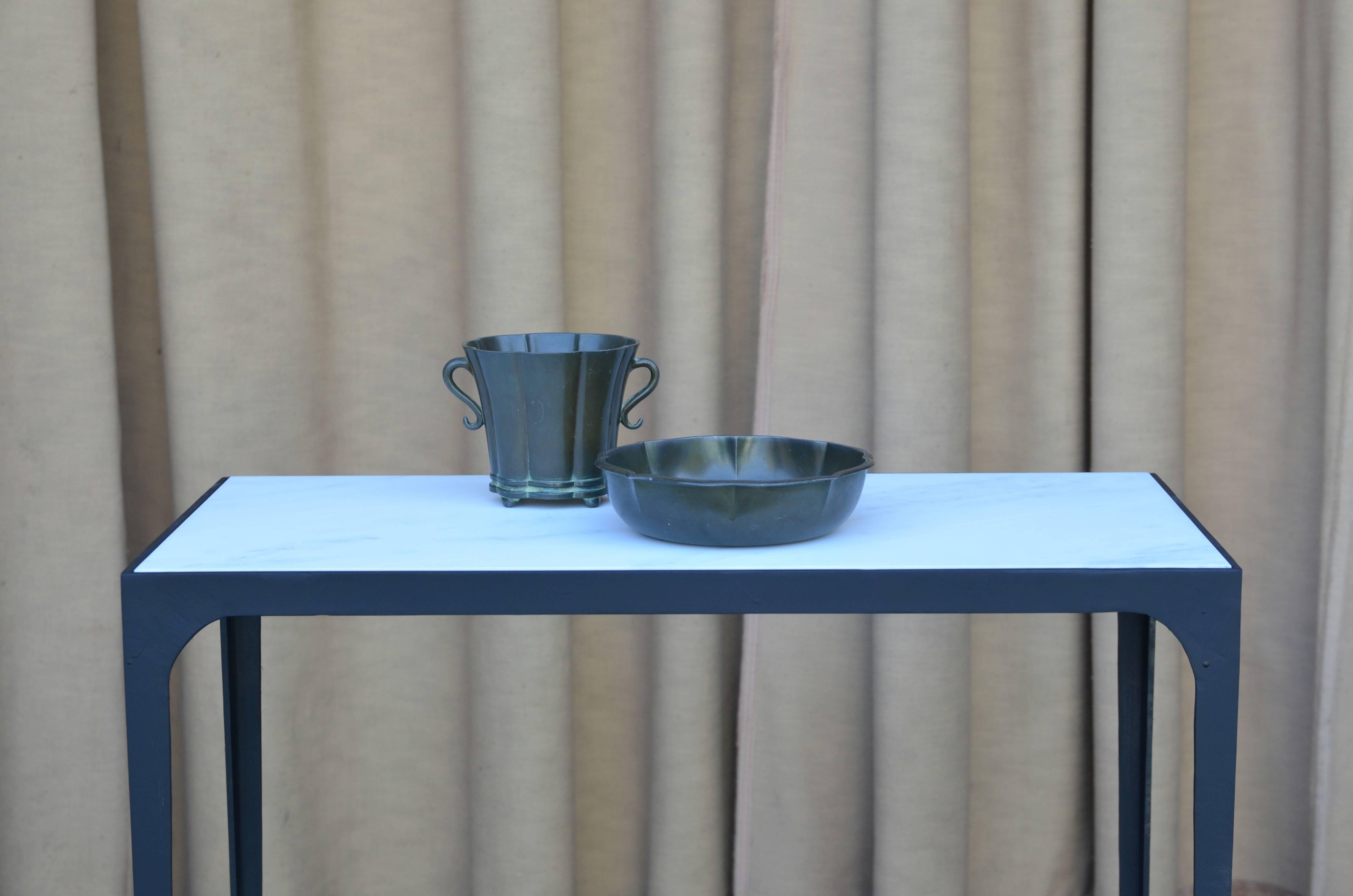 Scandinavian Modern Set of Two Scalloped Disko Metal Bowls by Just Andersen