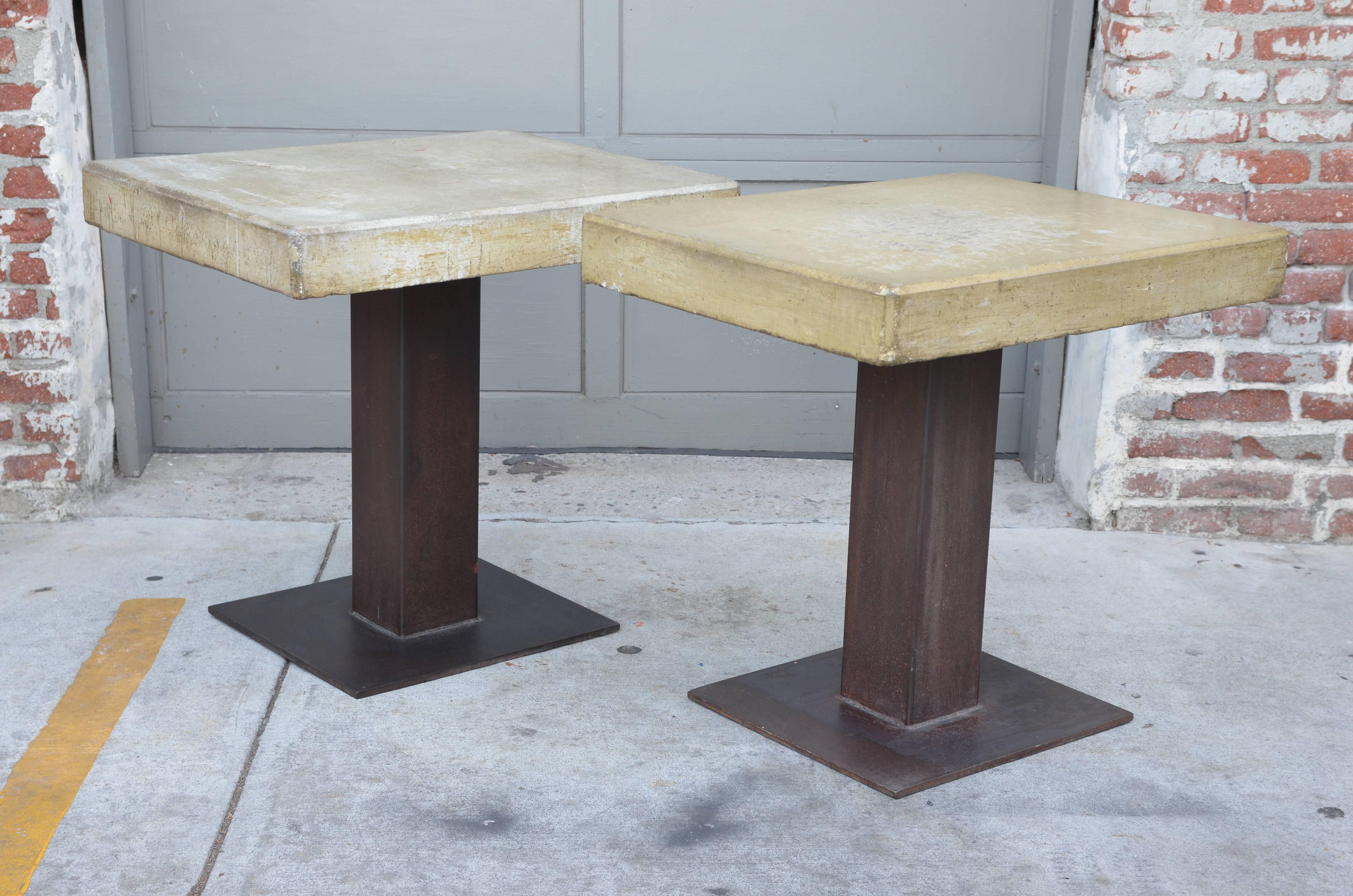 Pair of unique Brutalist concrete and steel tables. Also sold separately: See corresponding listings from the rest of our inventory.