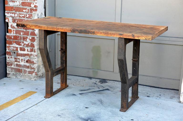 Massive Patinated Industrial Console For Sale 3