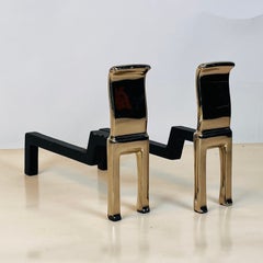 Pair of Polished Bronze Andirons by Nancy Ruben for Virginia Metalcrafters