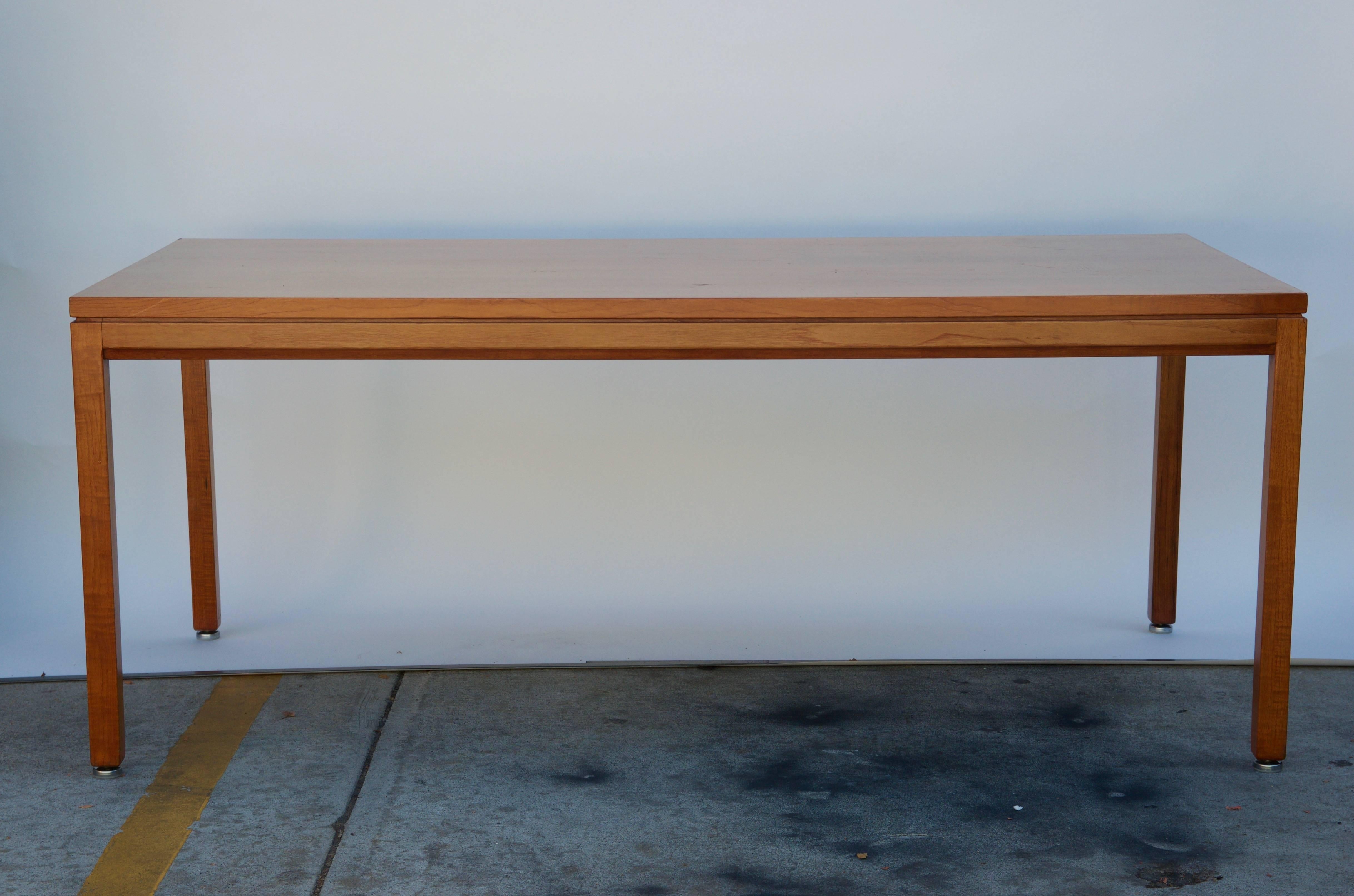 Impeccable Blond Walnut Desk or Library Table by Jens Risom 2