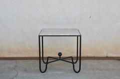 Pair of Entretoise Travertine Tables in the Style of Mathieu Matégot