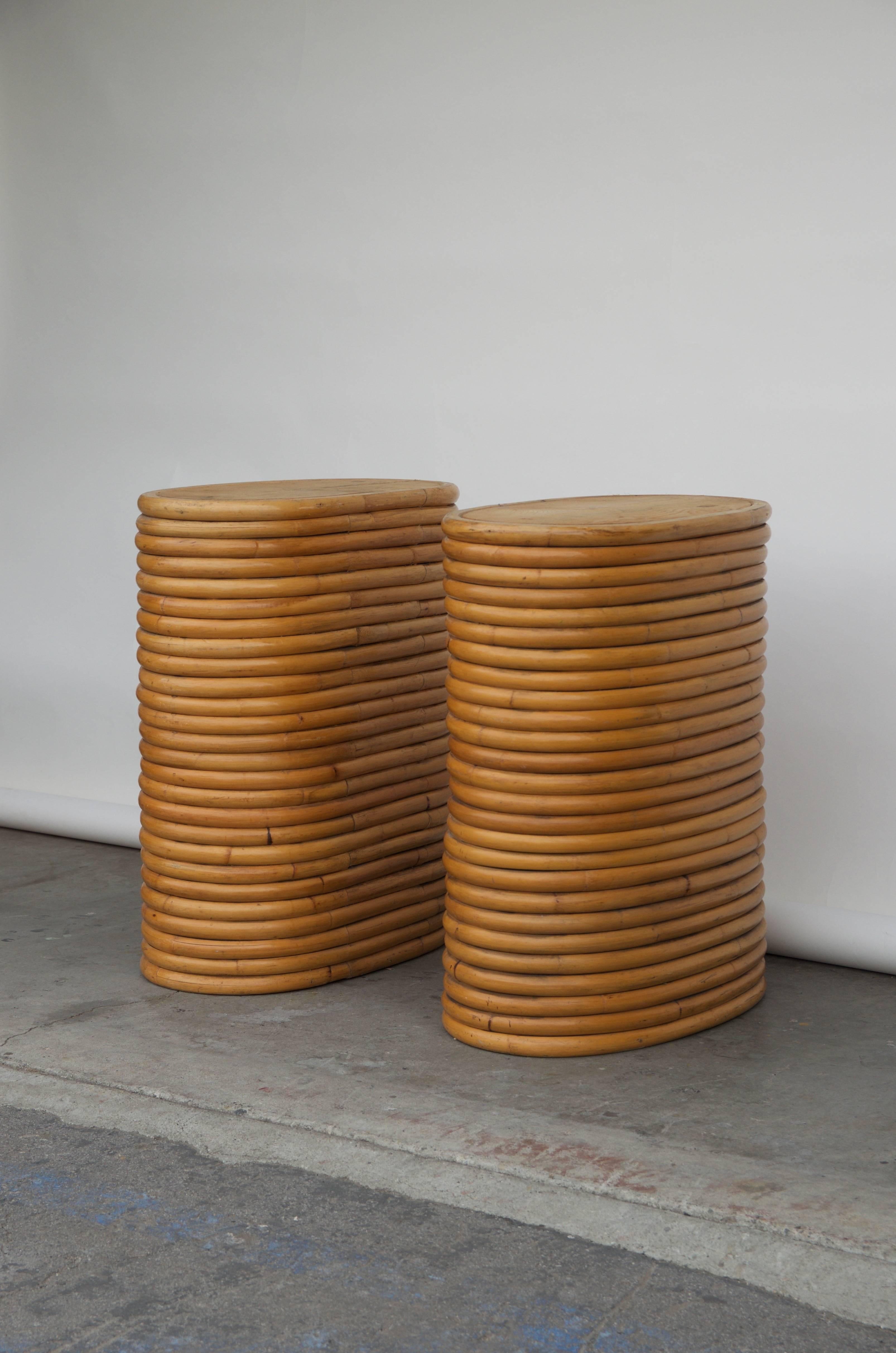American Pair of Sturdy Bamboo Dining Table Bases in the style of Gabriella Crespi