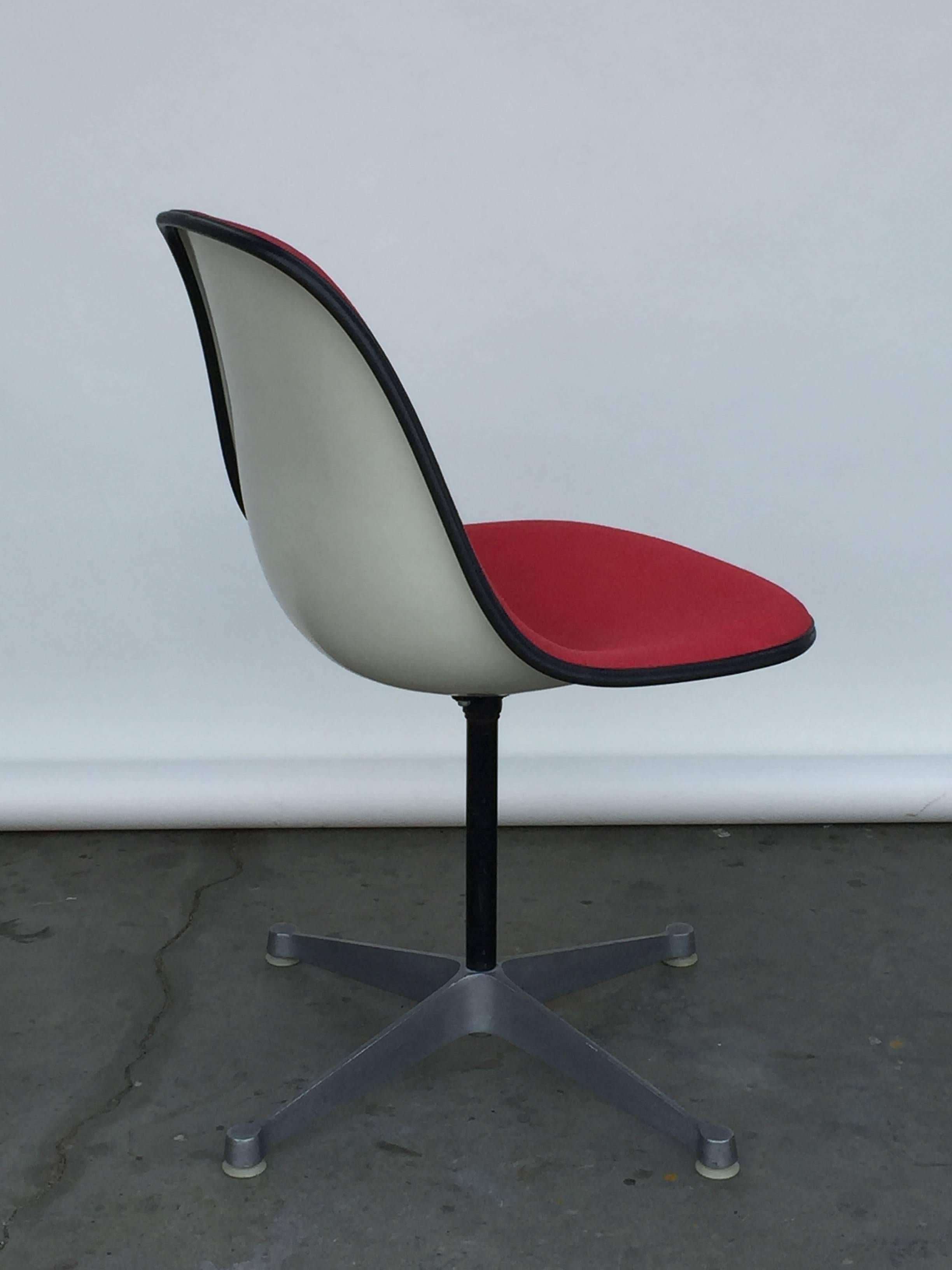 American Single Vintage Fabric Contractor Base Eames Swiveling Chair