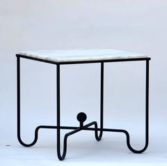 Pair of 'Entretoise' Marble and Wrought Iron Side Tables by Design Frères