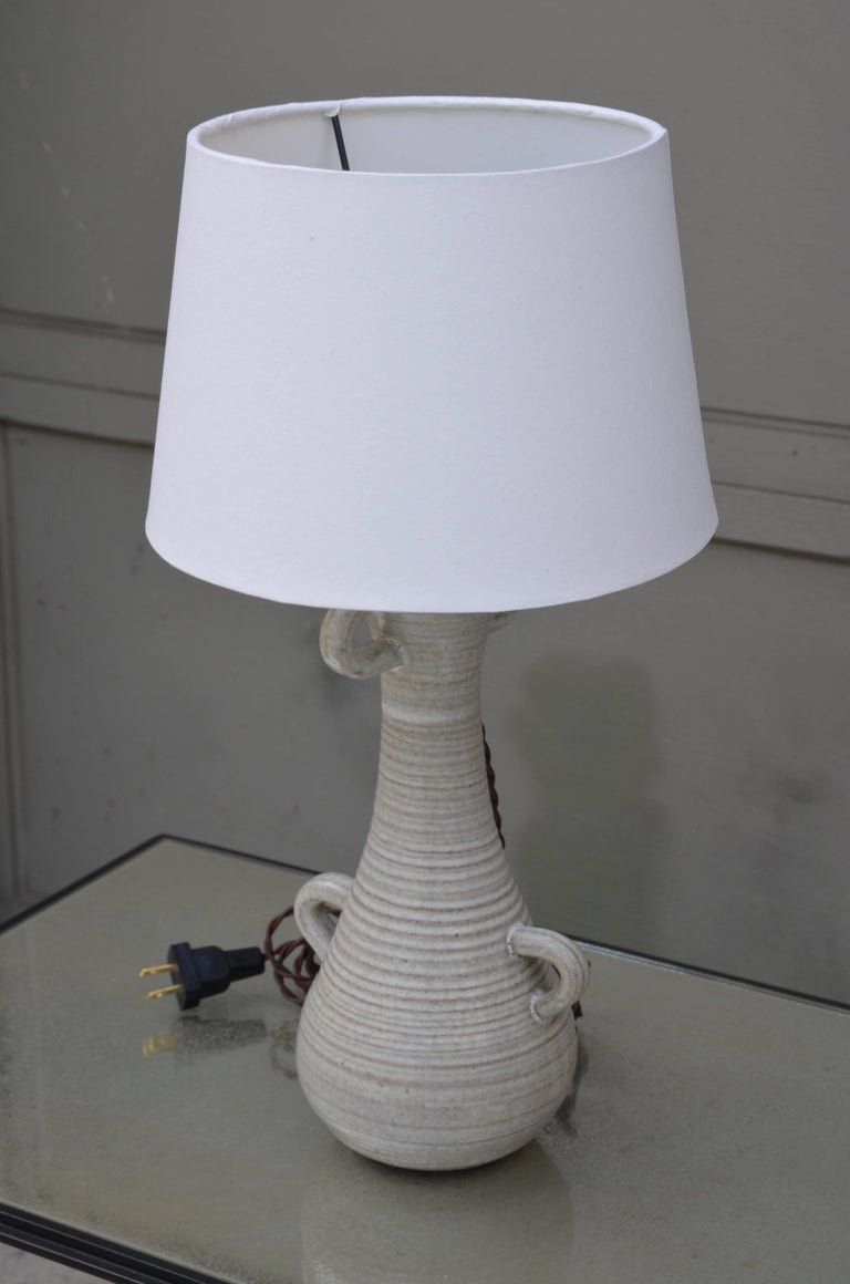 French Chic Gourd Shaped Table Lamp with Custom White Parchment Shade For Sale