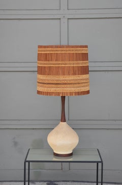 Midcentury Ceramic Lamp and Intact Original Shade by Maria Kipp