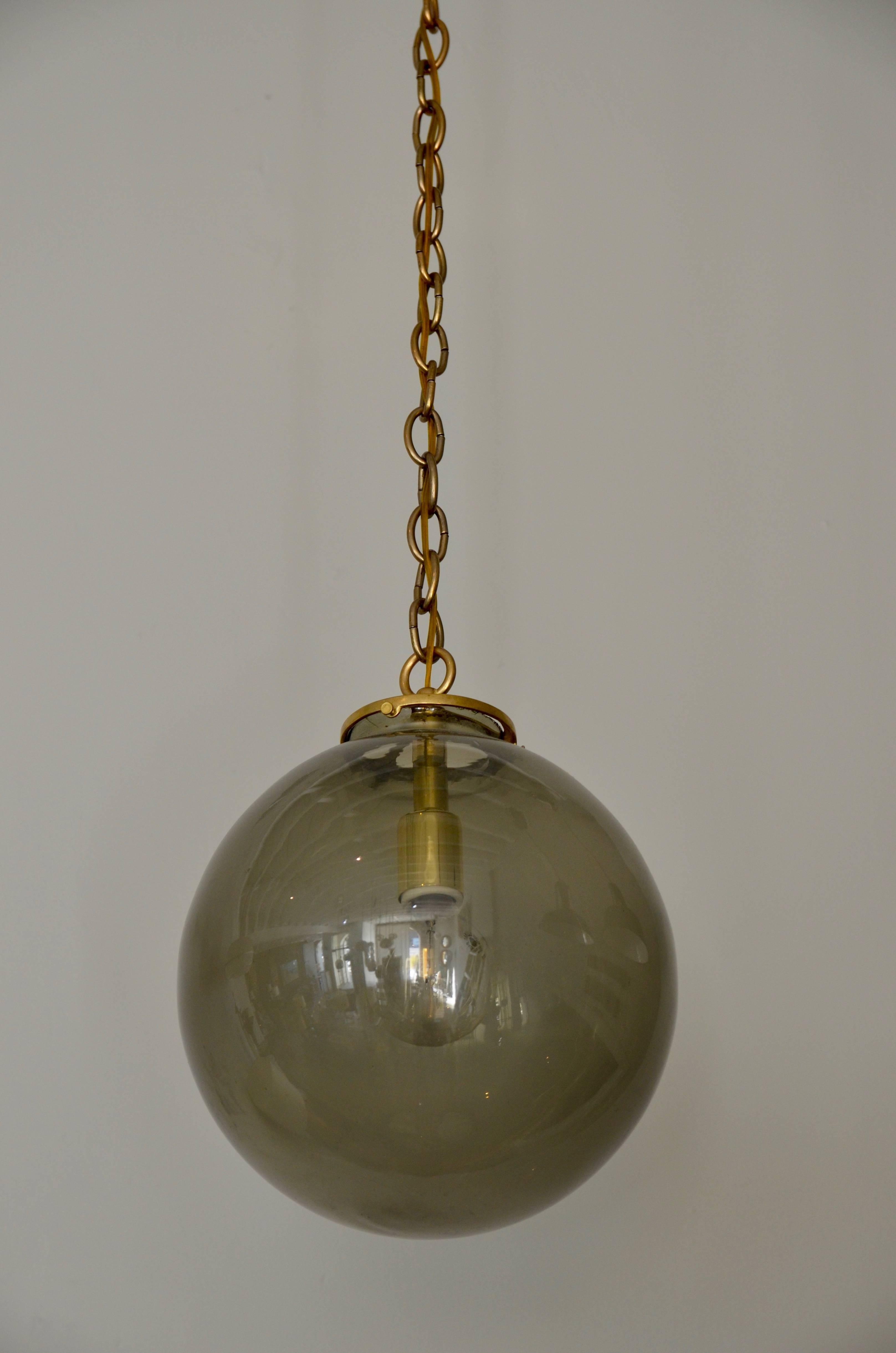 Mid-Century Modern Pair of Smoked Glass Midcentury Globe Lights