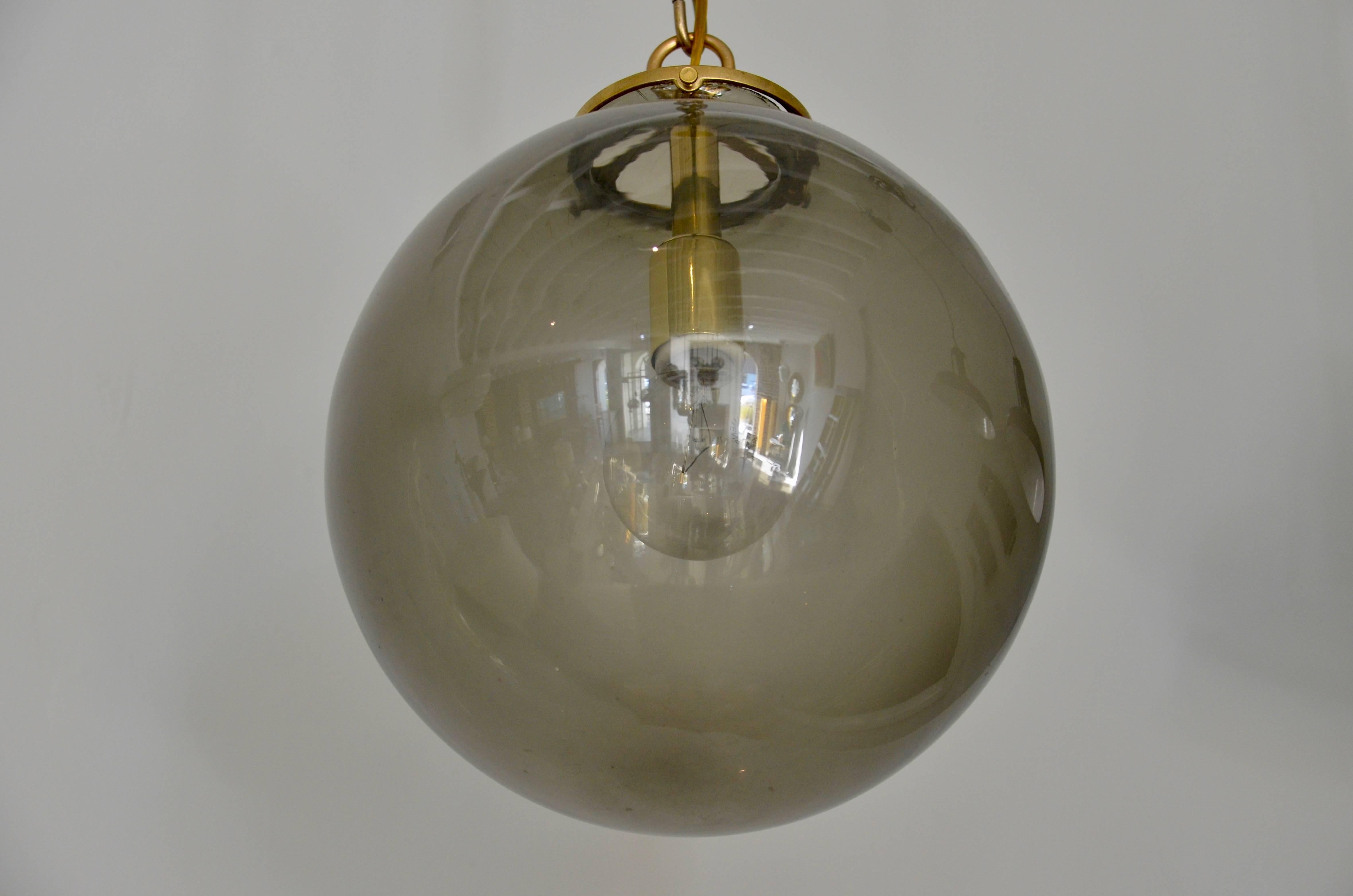 Mid-20th Century Pair of Smoked Glass Midcentury Globe Lights