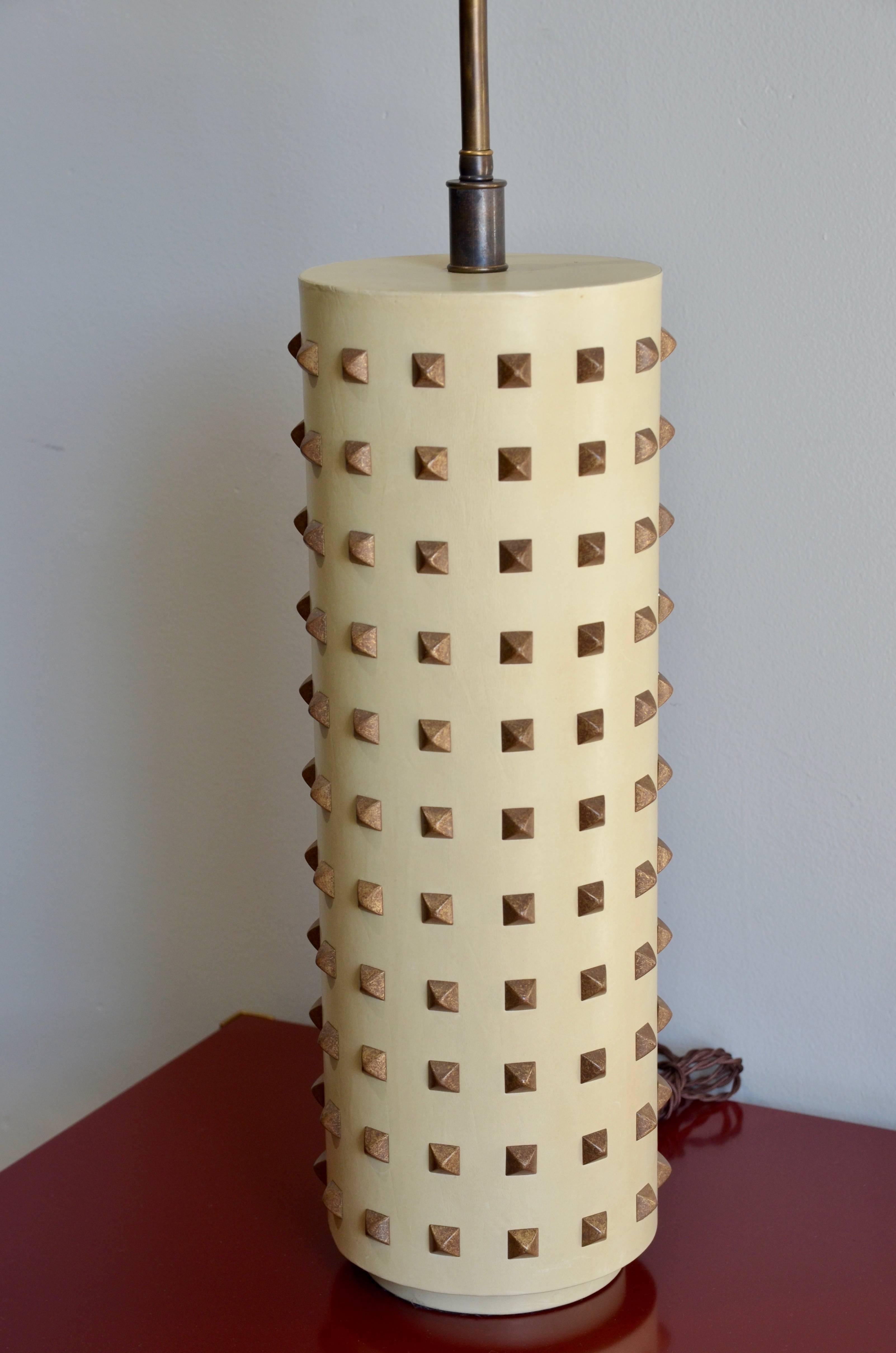 Late 20th Century Large Studded Cylinder Table Lamp For Sale